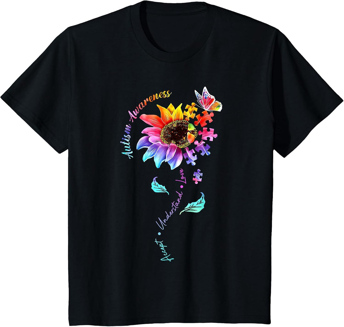 Autism Sunflower T-Shirt - Black