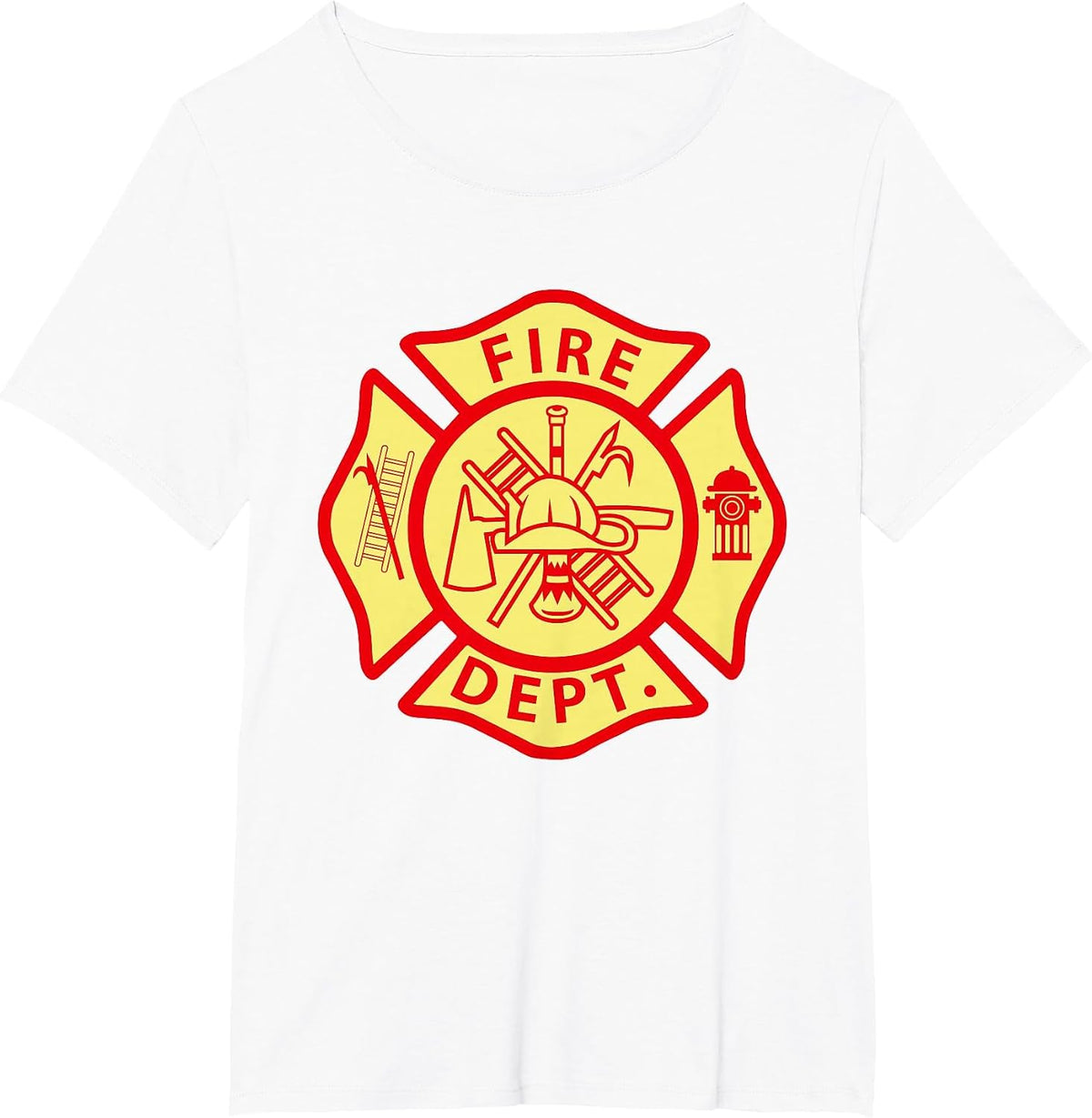 Fire Department Logo Uniform Fireman Symbol Firefighter Gear T-Shirt - White
