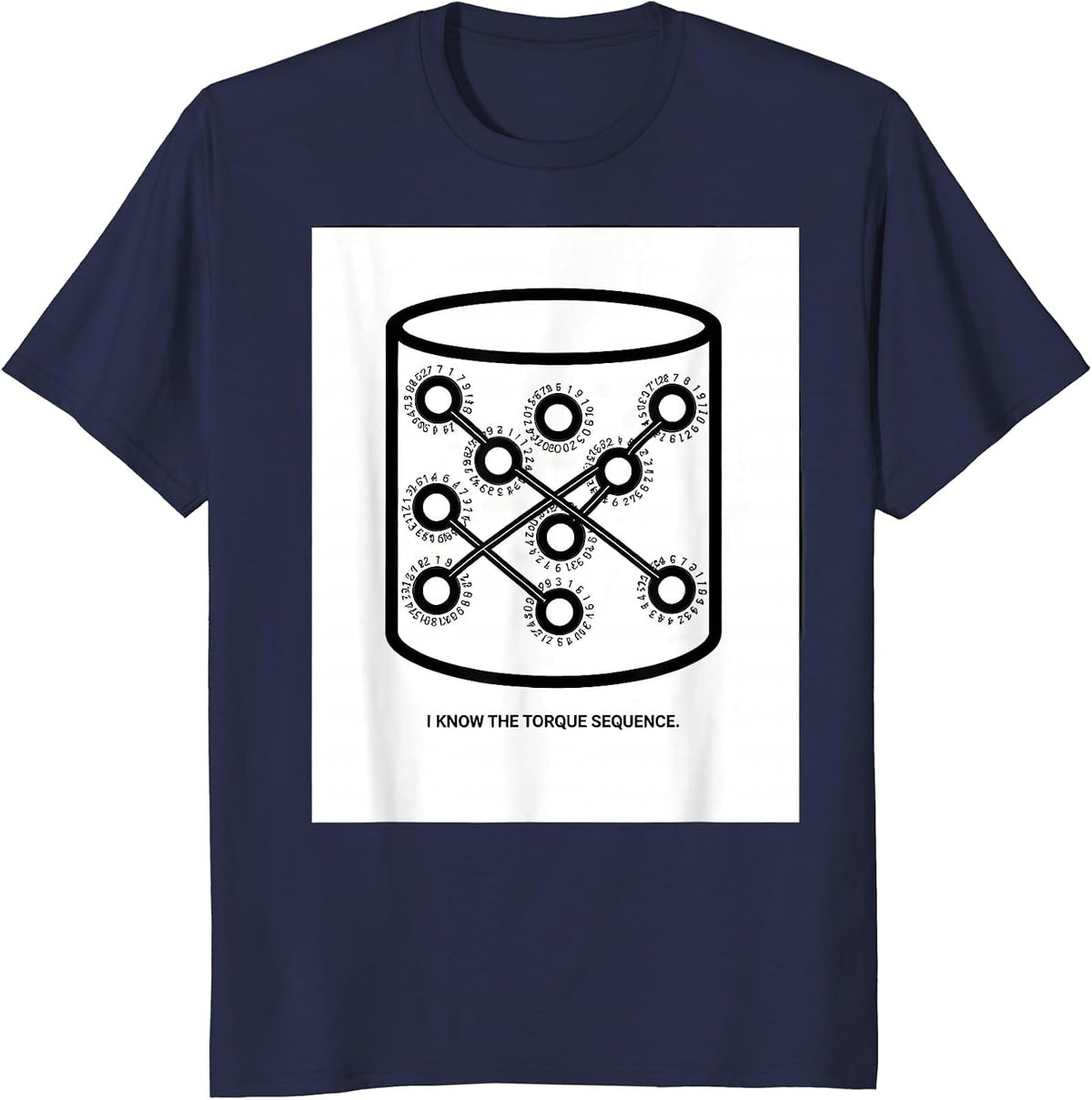 I Know The Torque Sequence Funny Mechanic Garage Car Guy T-Shirt - Navy Blue