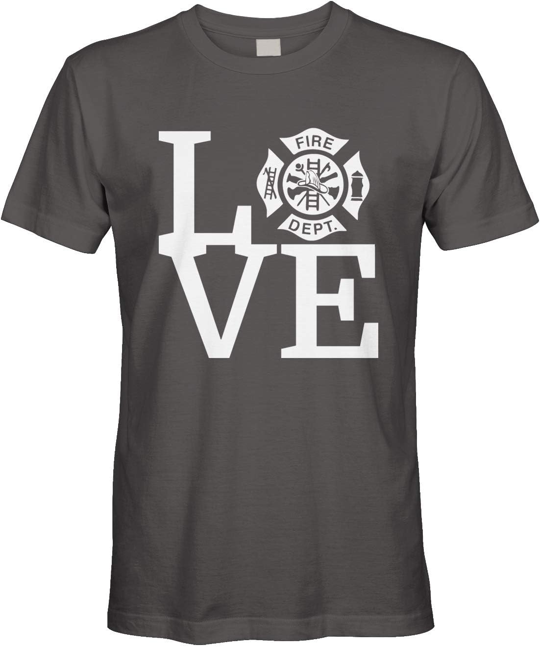 Men's Love Fire Department Firefighter Fire Fighter T-Shirt - Charcoal