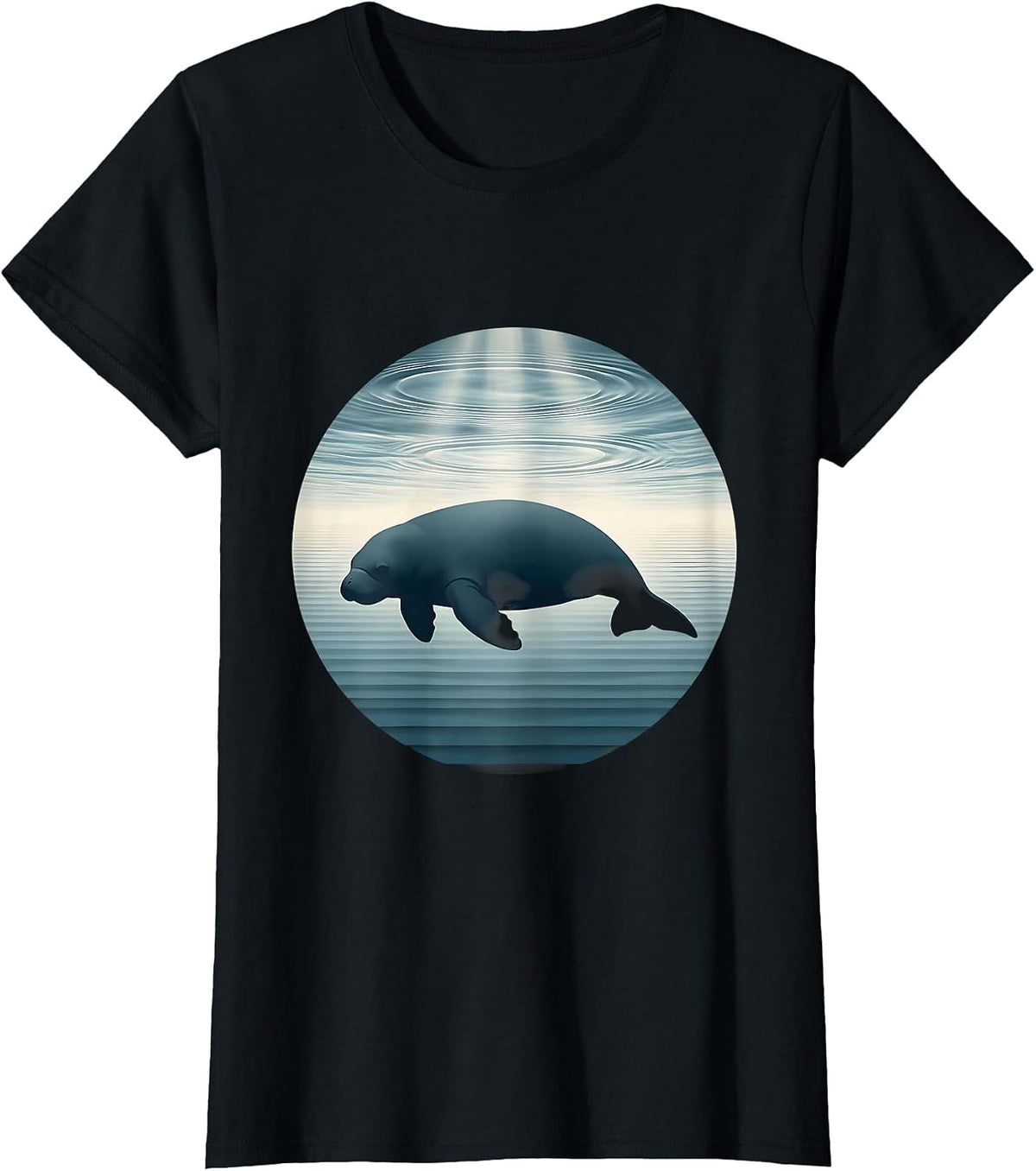 Gulf of America Manatee Underwater Art Design T-Shirt - Black