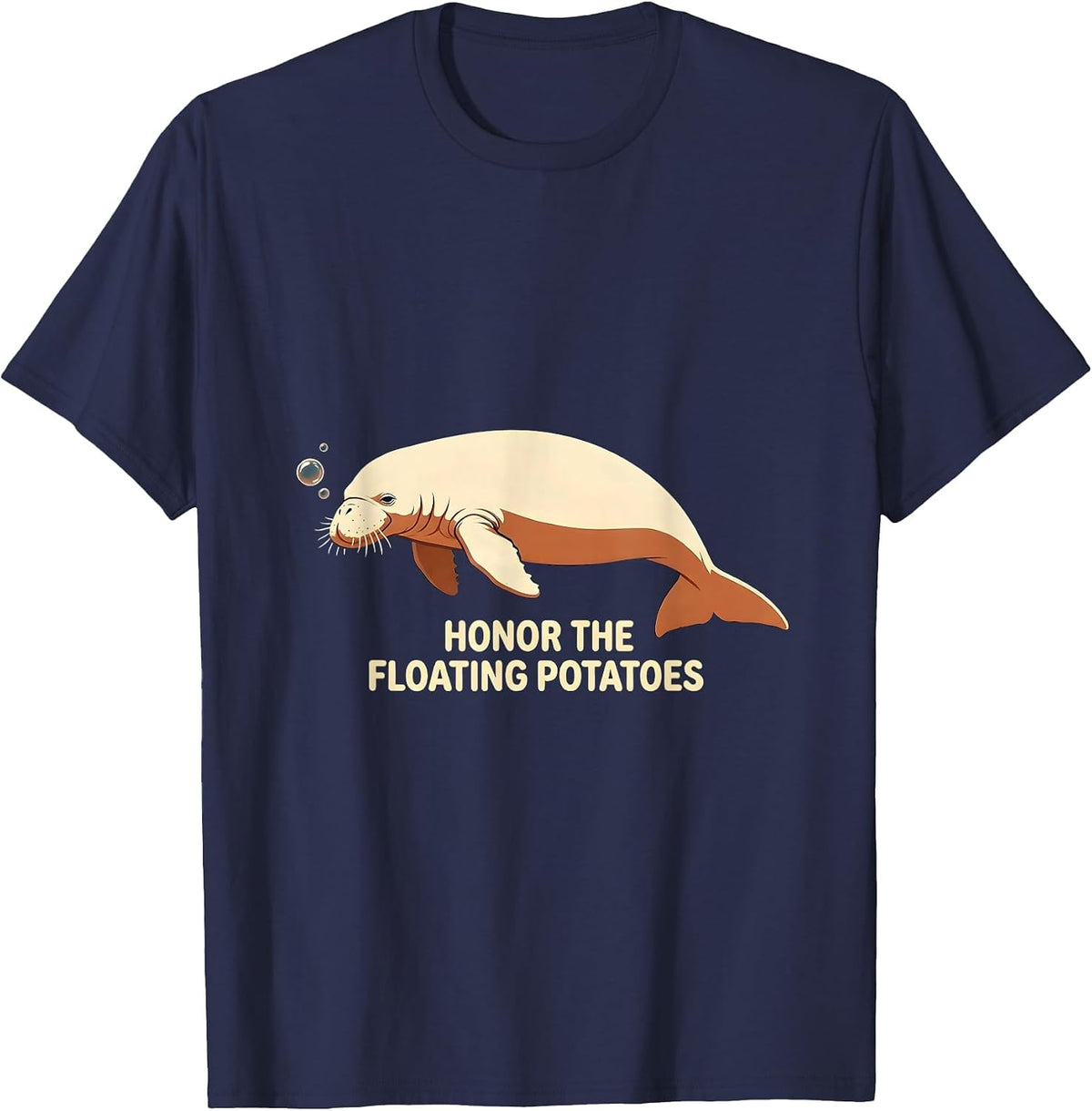 Men's Honor The Floating Potatoes Funny Manatee Lover Sea Animal T-Shirt - Navy Blue