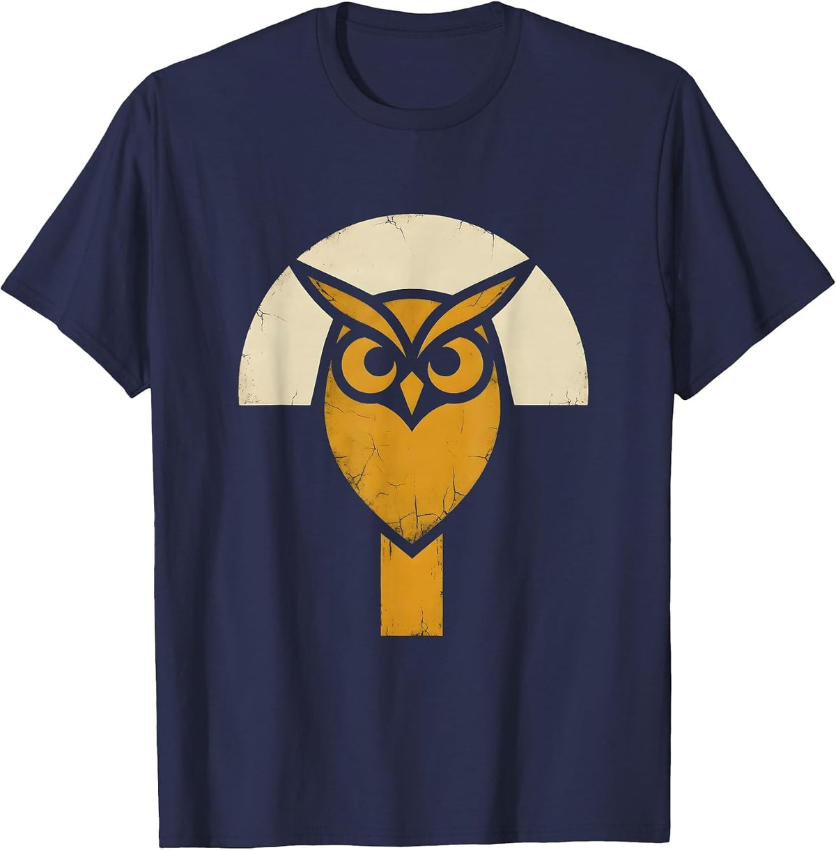 Texas Barn Owl on Fence Post Illustration T-Shirt - Navy Blue