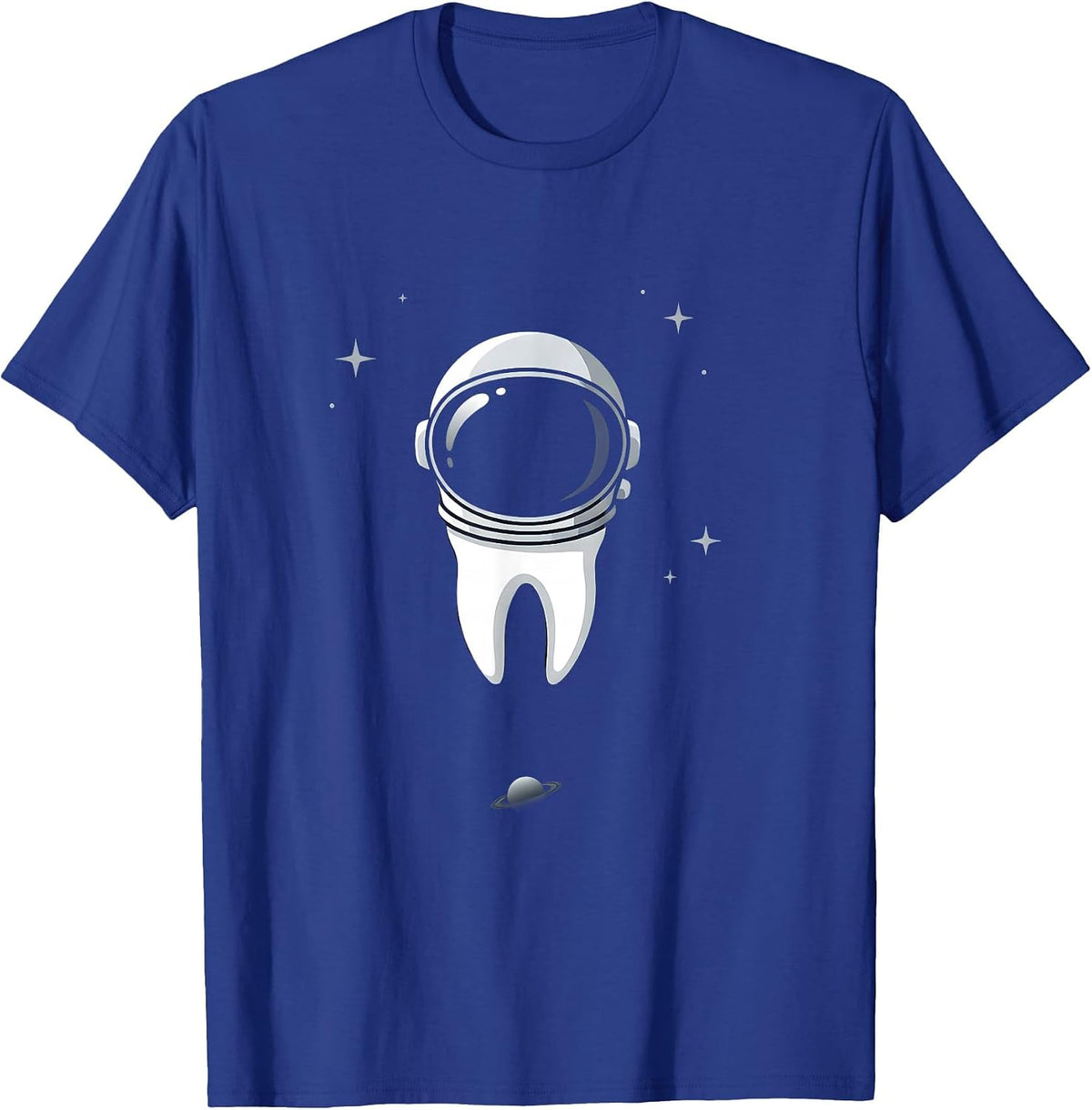 Astronaut Tooth Floating in Outer Space Design T-Shirt - Royal Blue