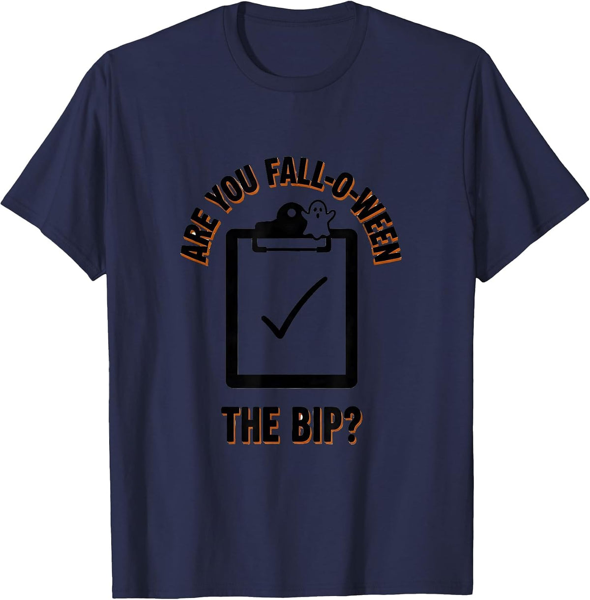 Men's Are You Fall-O-Ween The BIP Minimalist Teacher Halloween T-Shirt - Navy Blue