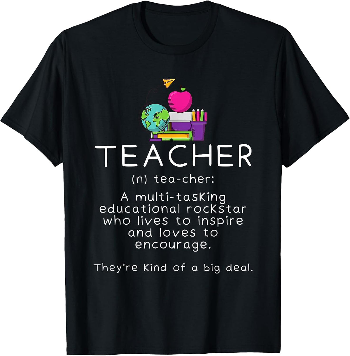 Teacher Definition - Funny Teaching School Teacher T-Shirt - Black
