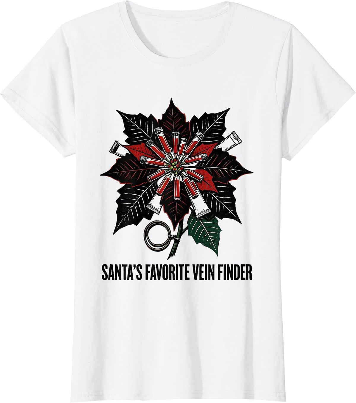 Santa's Favorite Vein Finder Funny Phlebotomist Christmas T-Shirt - White