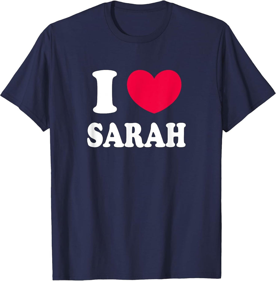 I Love Sarah T-Shirt - Navy Blue