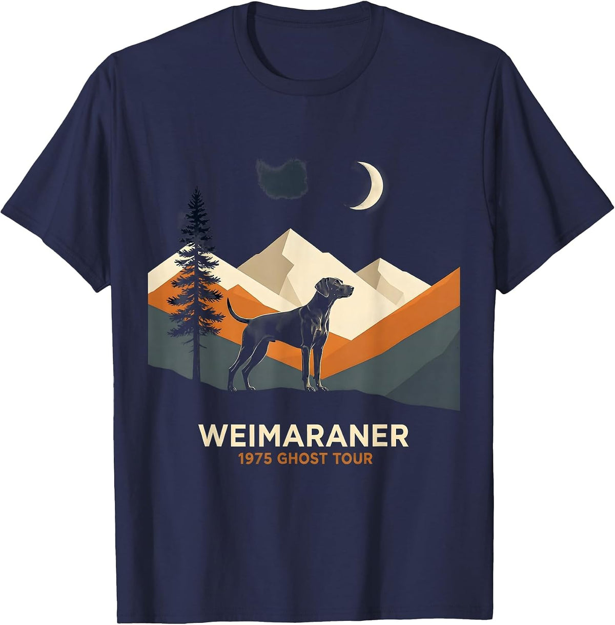 Weimaraner 1975 Ghost Tour Vintage Design T-Shirt - Navy Blue