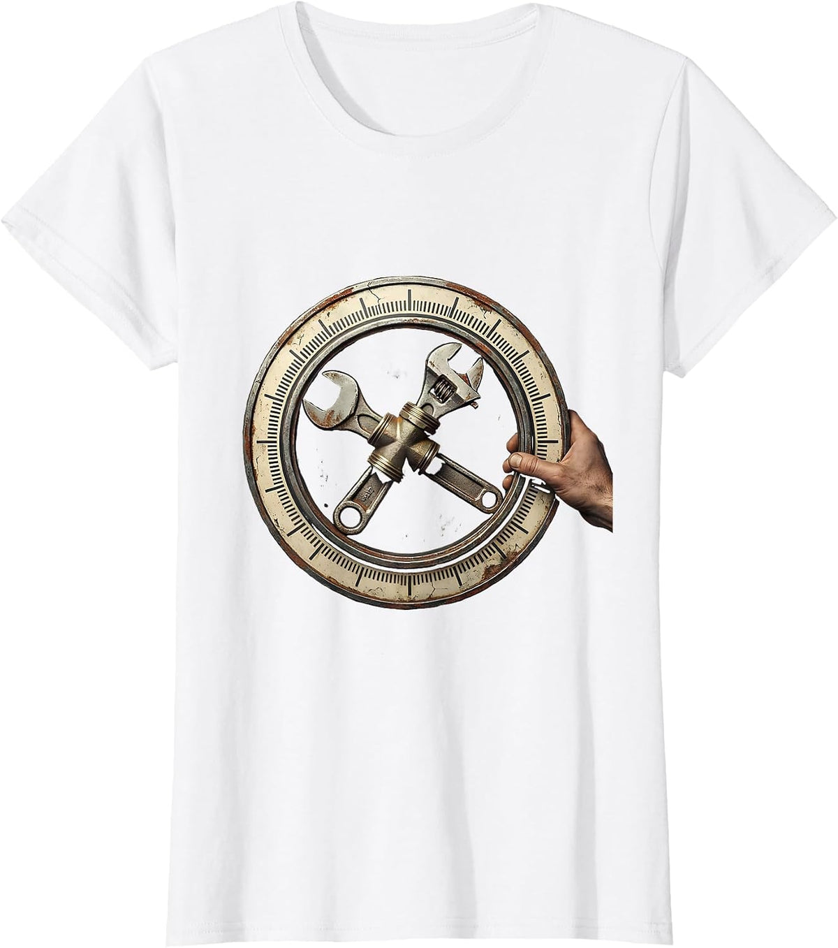 Women's Sealed Pipe Joint Distressed Funny Plumber Gift T-Shirt - White