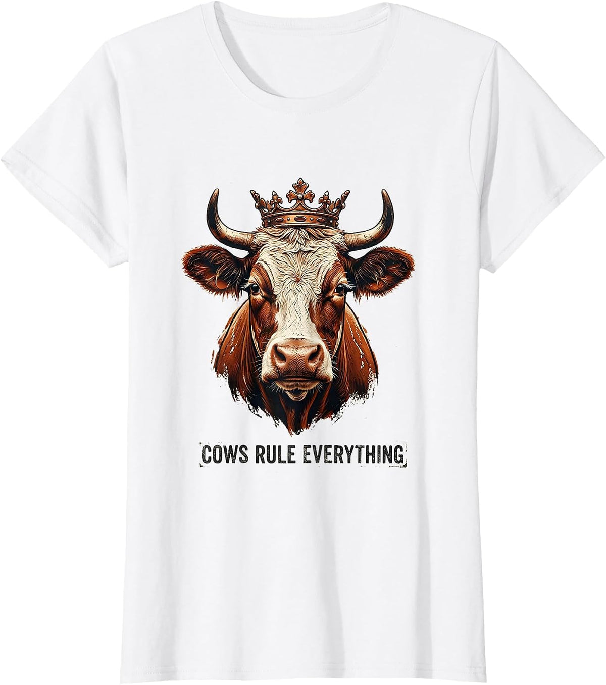 Cows Rule Everything Funny Cow Lover Design T-Shirt - White