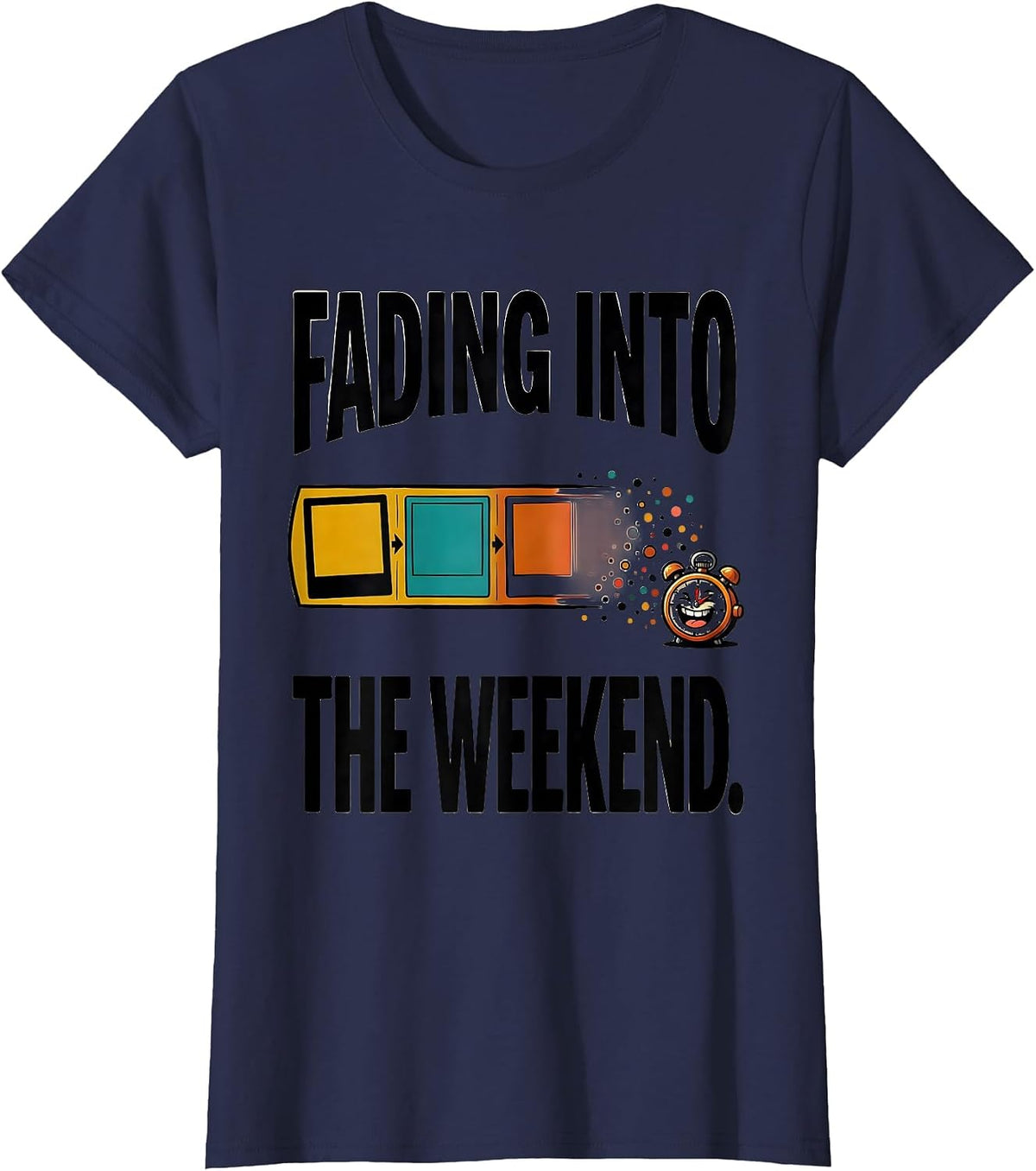 Women's Fading Into The Weekend Cartoon ABA Behavior Analyst RBT T-Shirt - Navy Blue