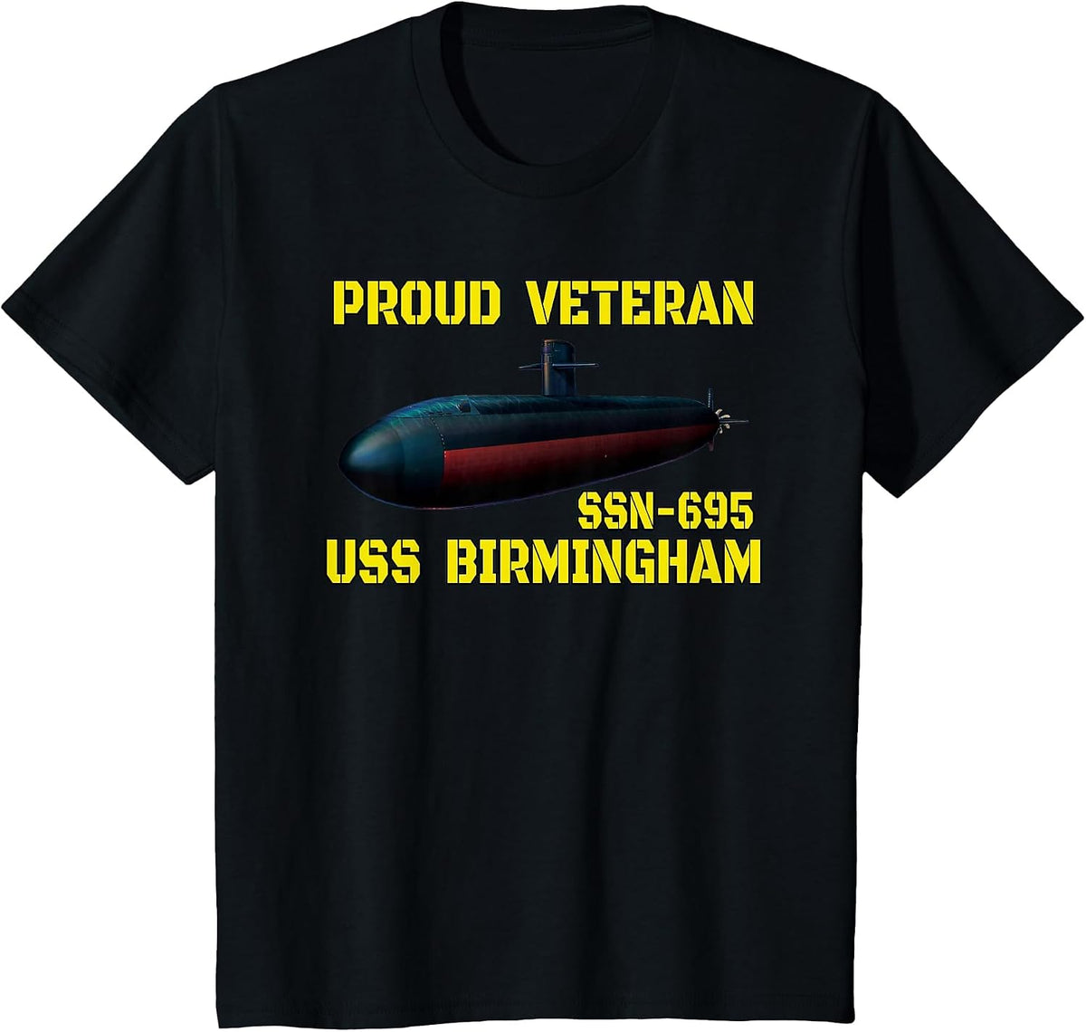 USS Birmingham SSN-695 Submarine Veterans Day Father Grandpa T-Shirt - Black