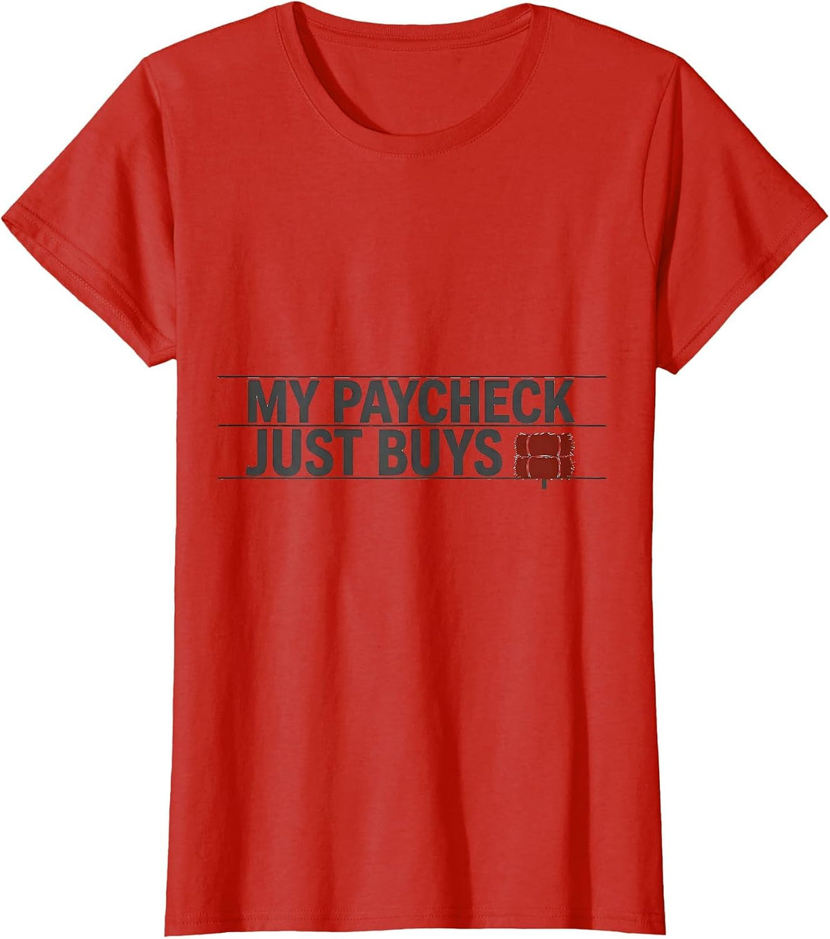 My Paycheck Just Buys Hay Funny Cowgirl Horse Lover Humor T-Shirt - Red