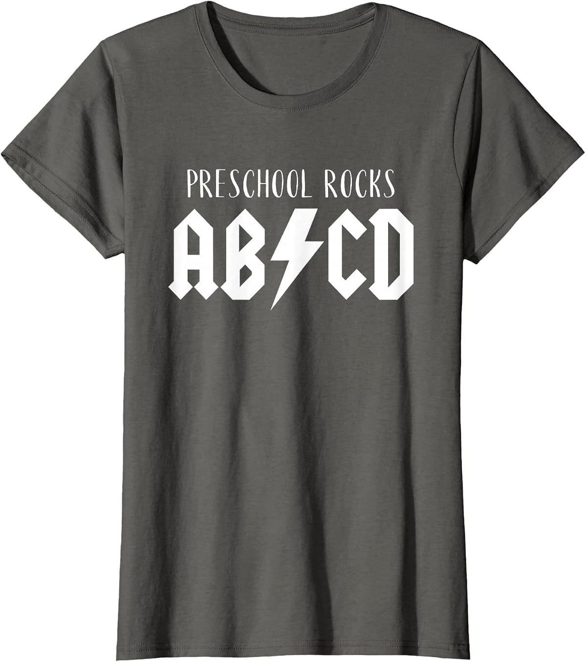 Preschool Rocks Teacher Back to School ABCD Rock First Day T-Shirt - Asphalt Grey