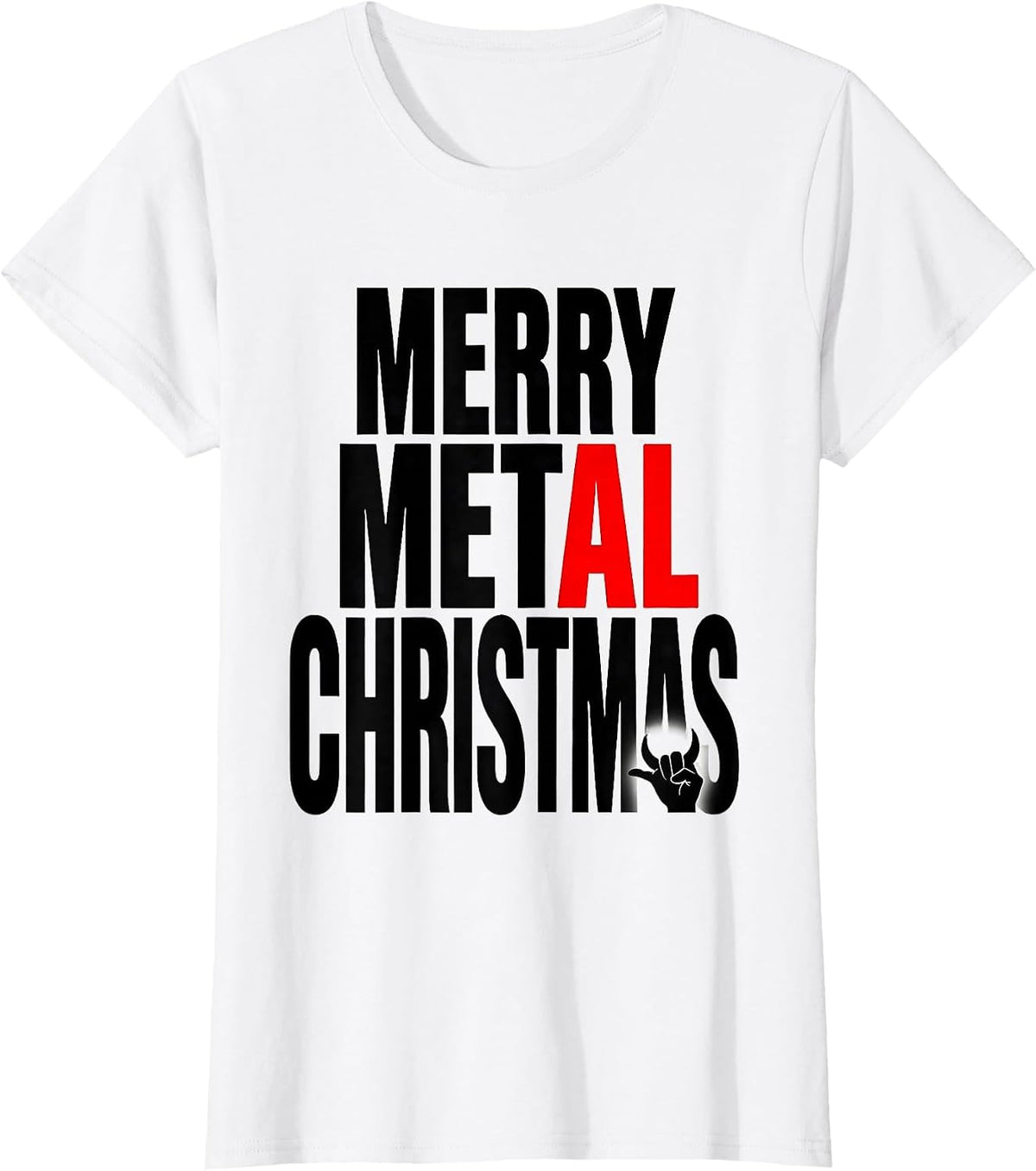 Merry Metal Christmas Funny Rock Guitarist Heavy Metal Humor T-Shirt - White