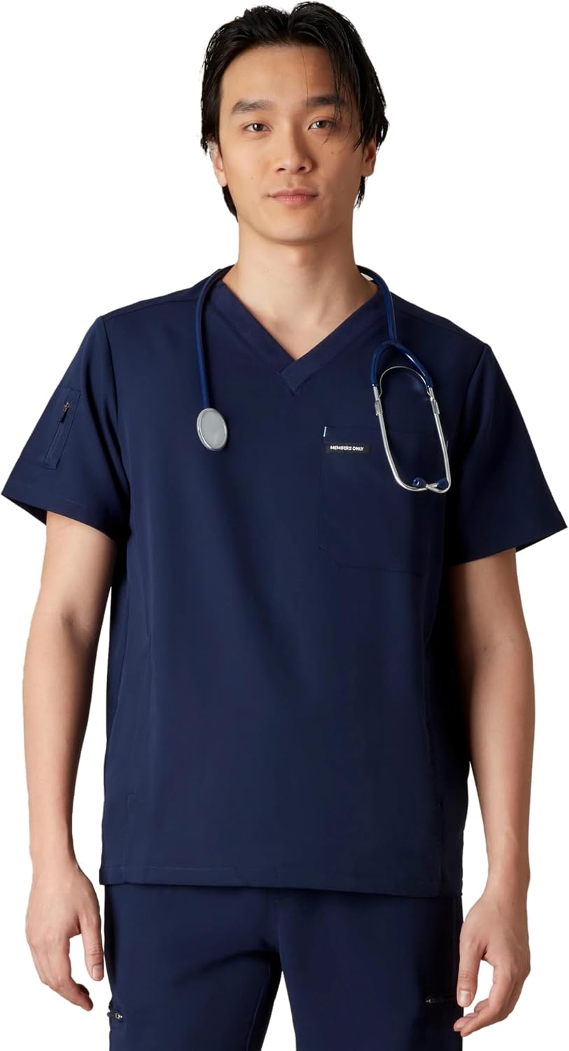 Members Only Manchester V-Neck Scrub Top with Pockets | Medical Scrubs for Men |Hospital Uniform | Comfortable Stretch