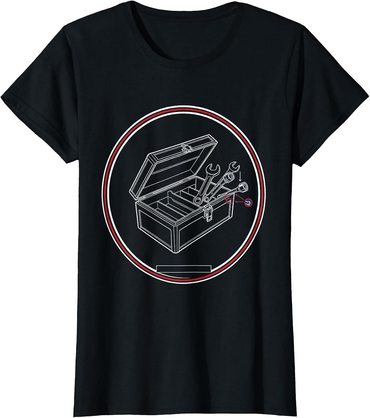 Women's Open Toolbox Overflowing With Wrenches Graphic T-Shirt - Black