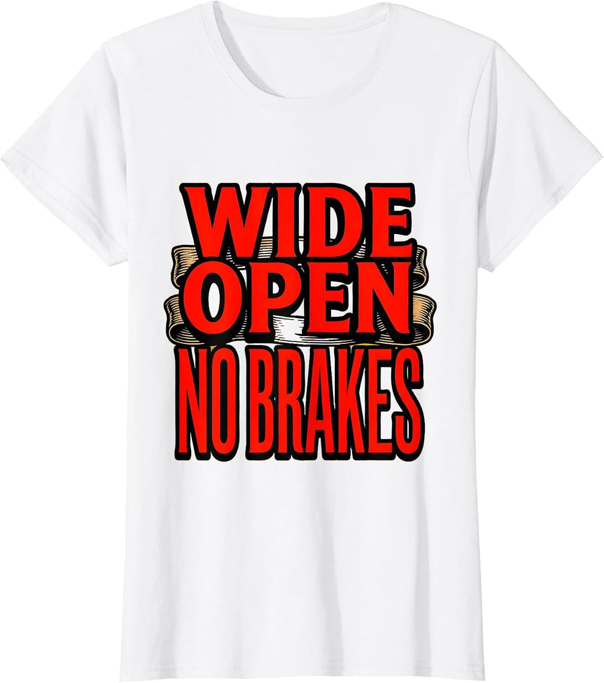 Wide Open No Brakes Dirt Bike Rider Design T-Shirt - White
