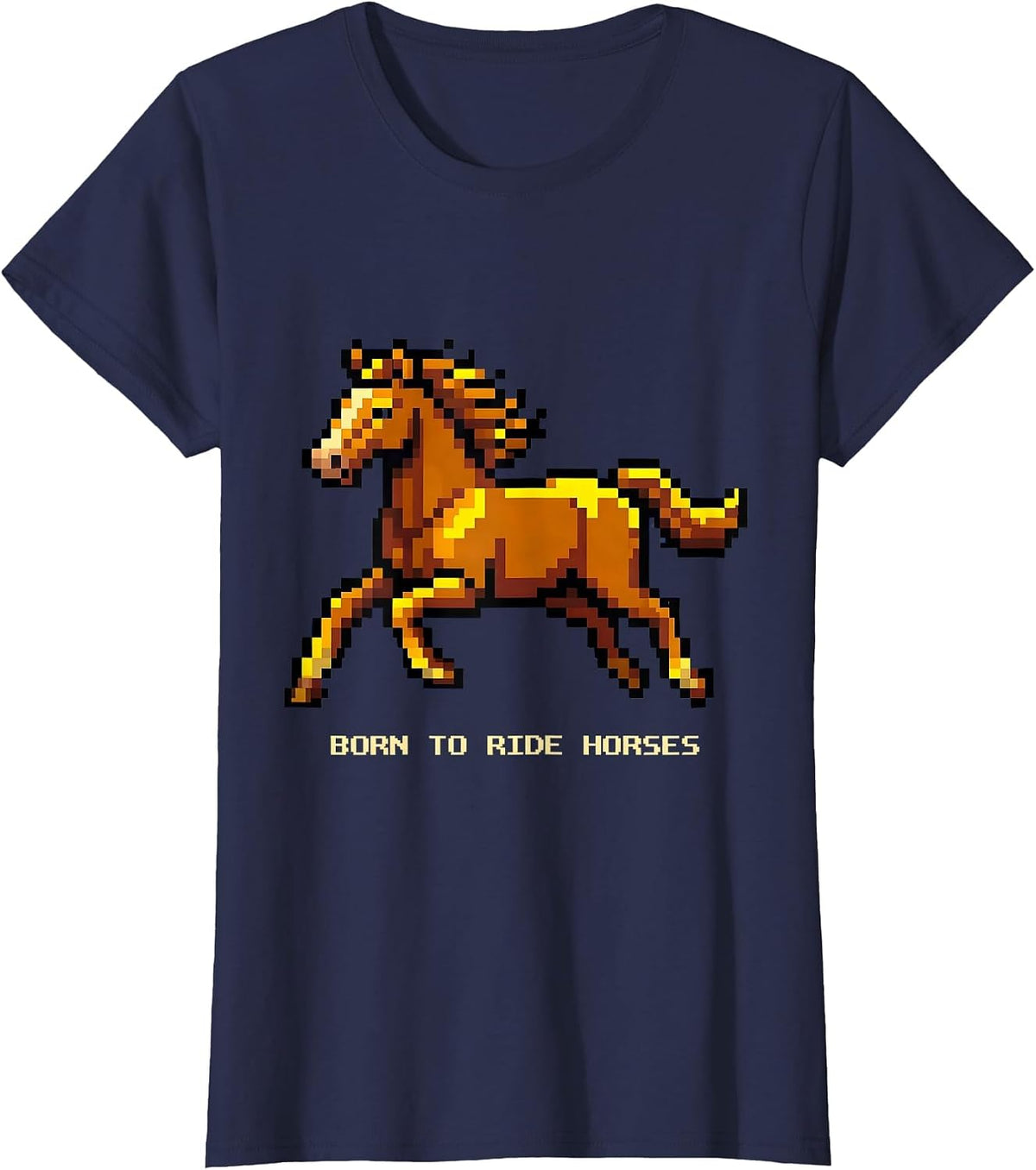 Women's Born to Ride Horses Equestrian Design T-Shirt - Navy Blue