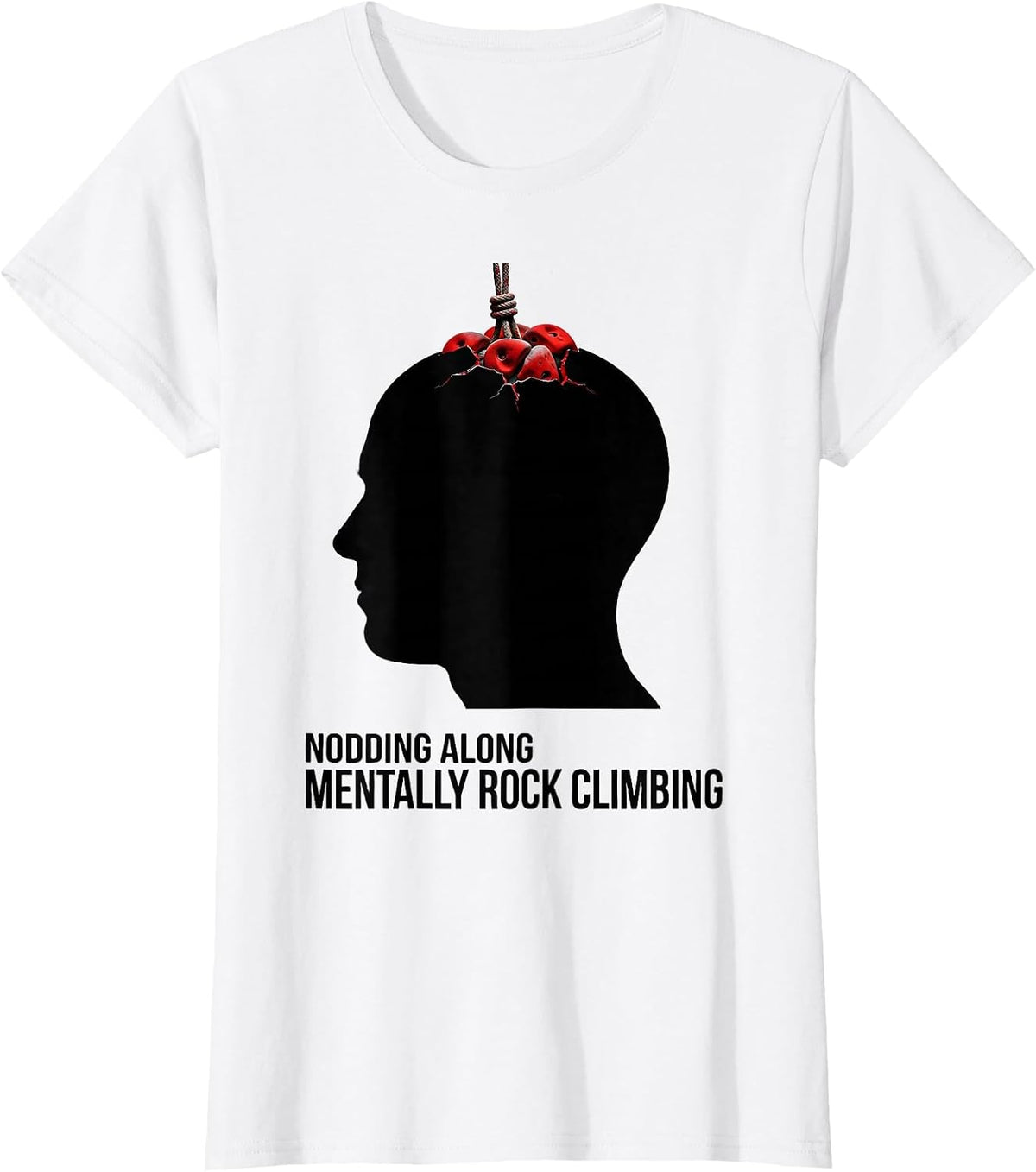 Women's Nodding Along Mentally Rock Climbing Funny Hobbyist Gift T-Shirt - White