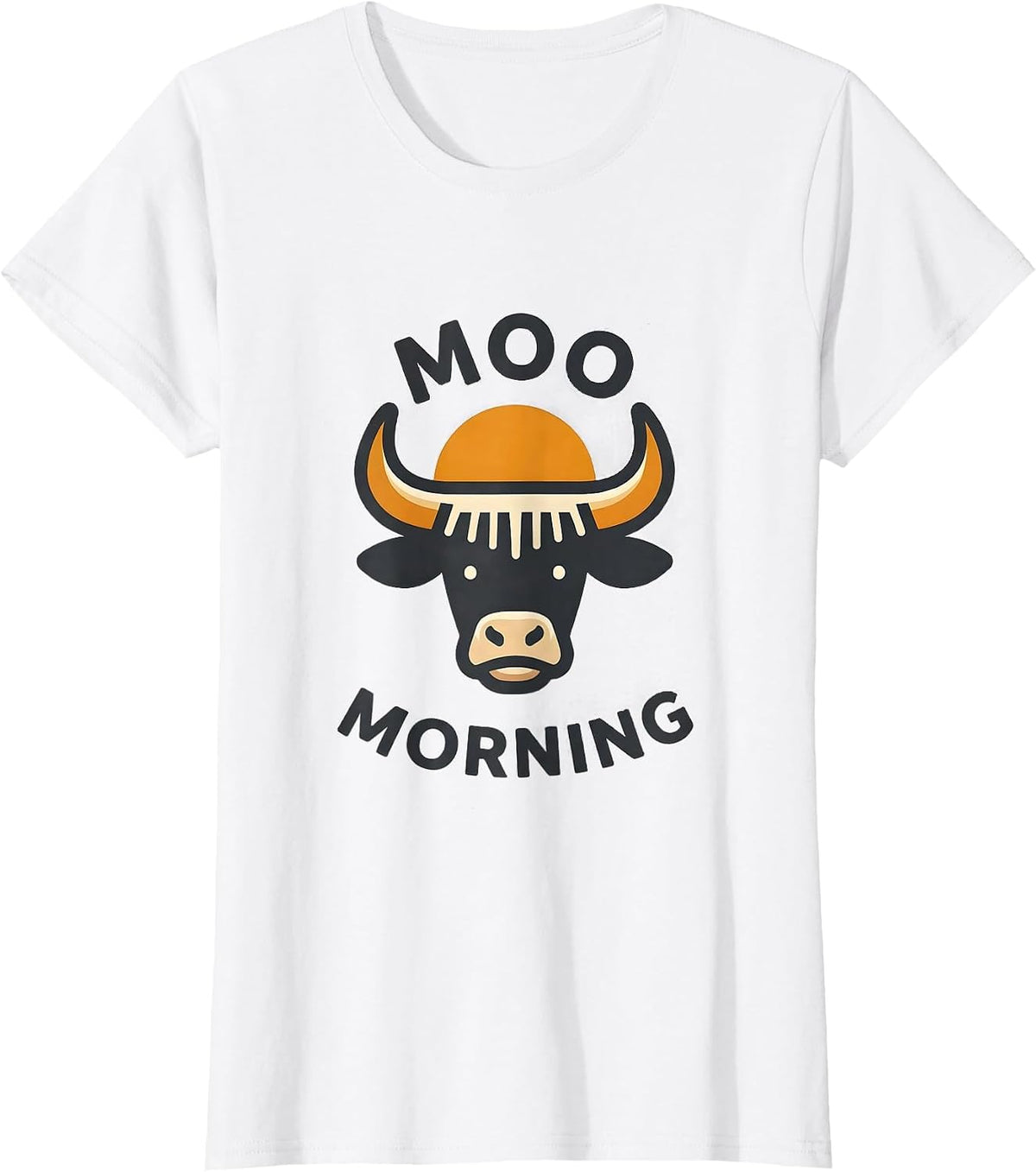 Women's Moo Morning Funny Cow Lover Novelty Graphic T-Shirt - White