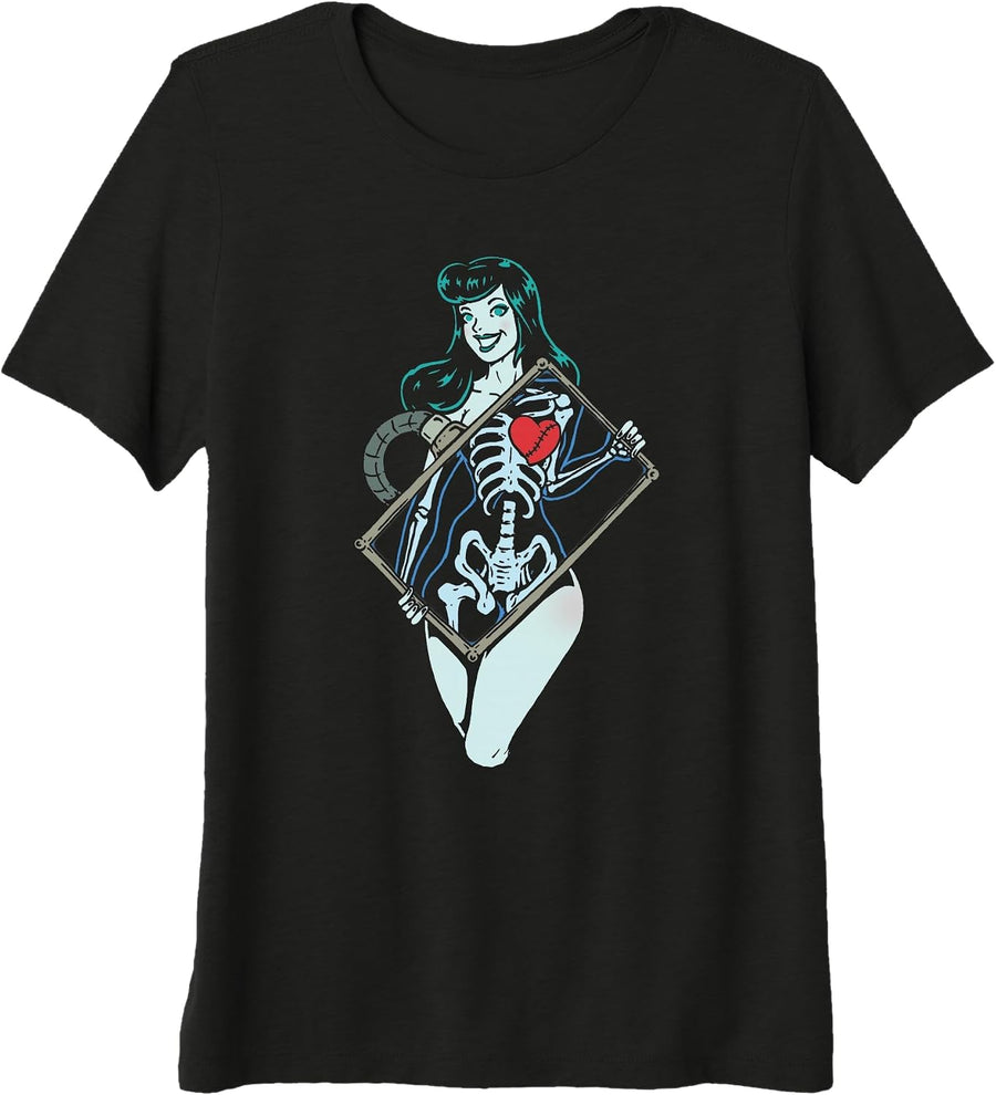 XRAY Technician Nurse Pin-up Goth Girl Zombie Premium Tri-Blend T-Shirt - Black