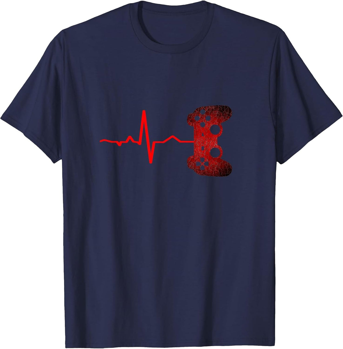 Gamer Heartbeat Video Games Gaming Boys Teens Men T-Shirt - Navy Blue