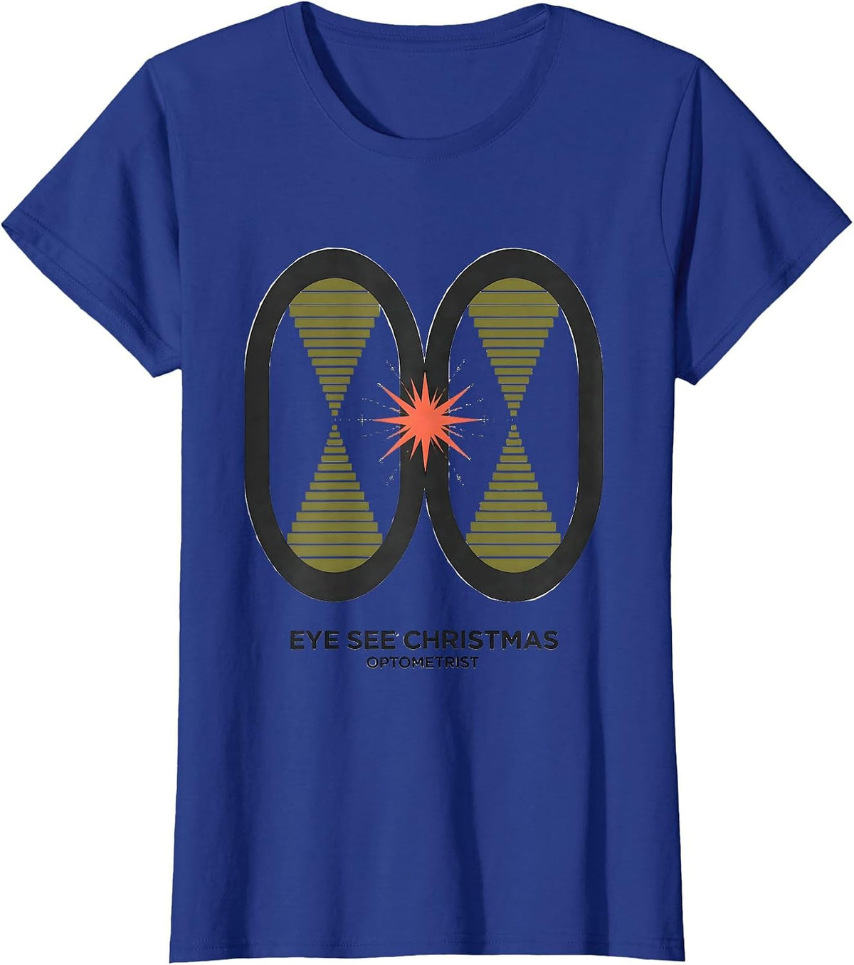 Women's Eye See Christmas Optometrist Midcentury Modern Workplace T-Shirt - Royal Blue