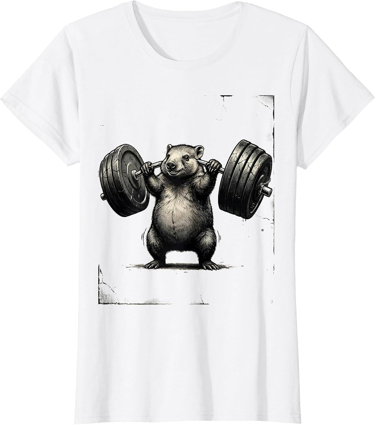 Wombat Weightlifting Funny Gym Animal Workout Humor T-Shirt - White