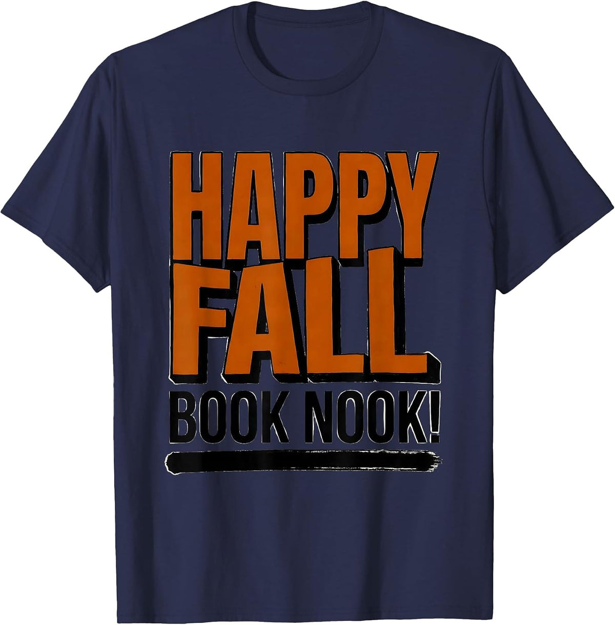 Men's Happy Fall, Book Nook! Retro Teacher Fall Festival Classroom T-Shirt - Navy Blue