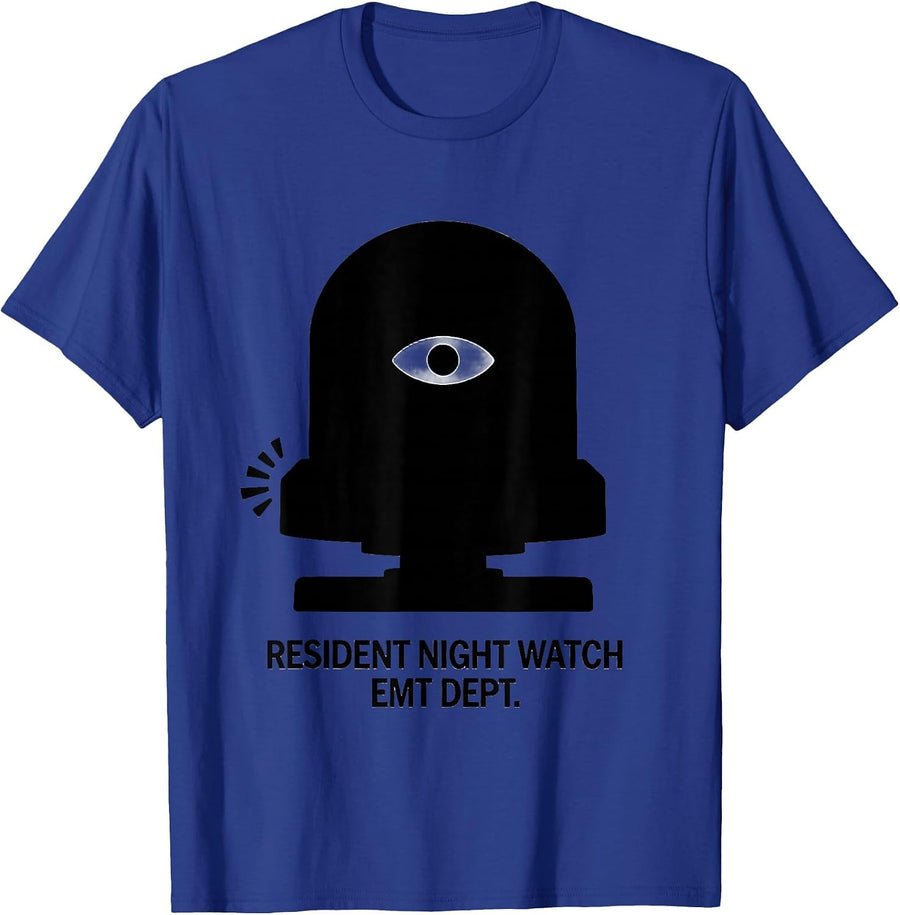 Resident Night Watch EMT Dept Halloween Medical Crew Humor T-Shirt - Royal Blue