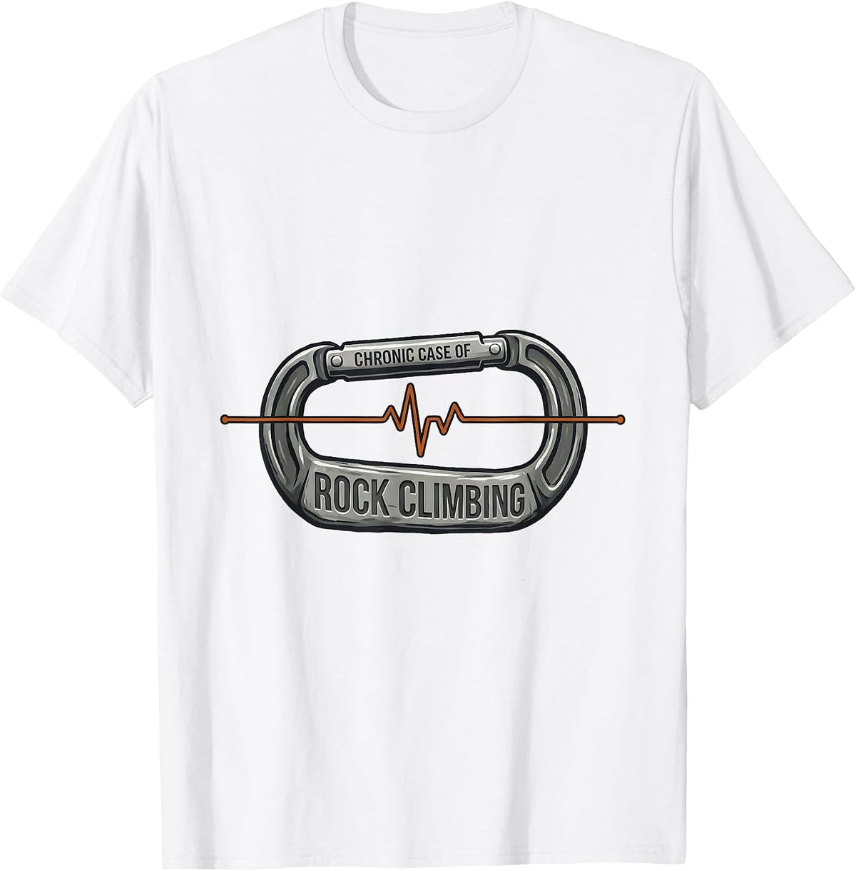 Men's Chronic Case Of Rock Climbing Hobby Heartbeat EKG Pulse Line T-Shirt - White