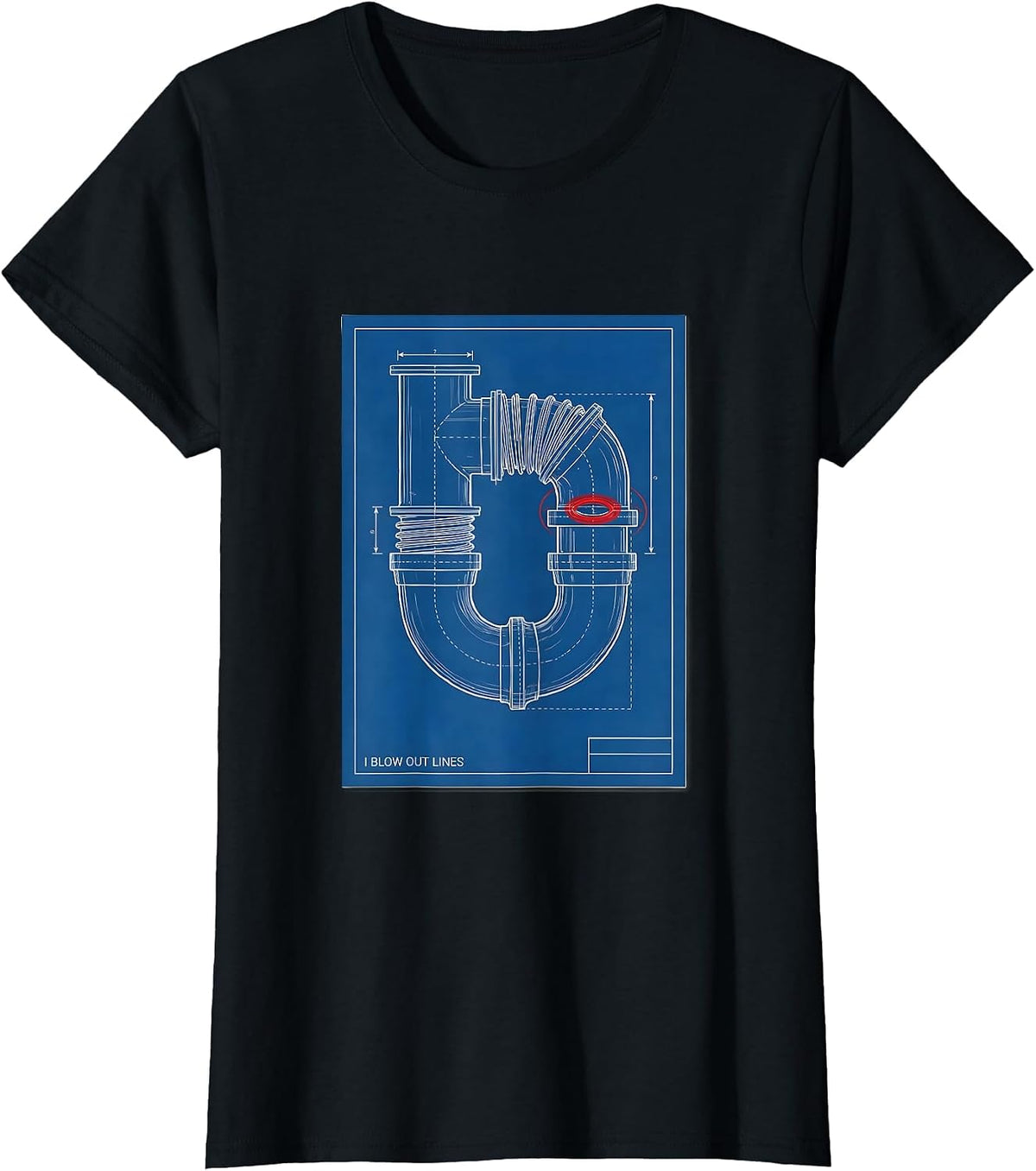 I Blow Out Lines Funny Plumber Pipefitter Steamfitter T-Shirt - Black