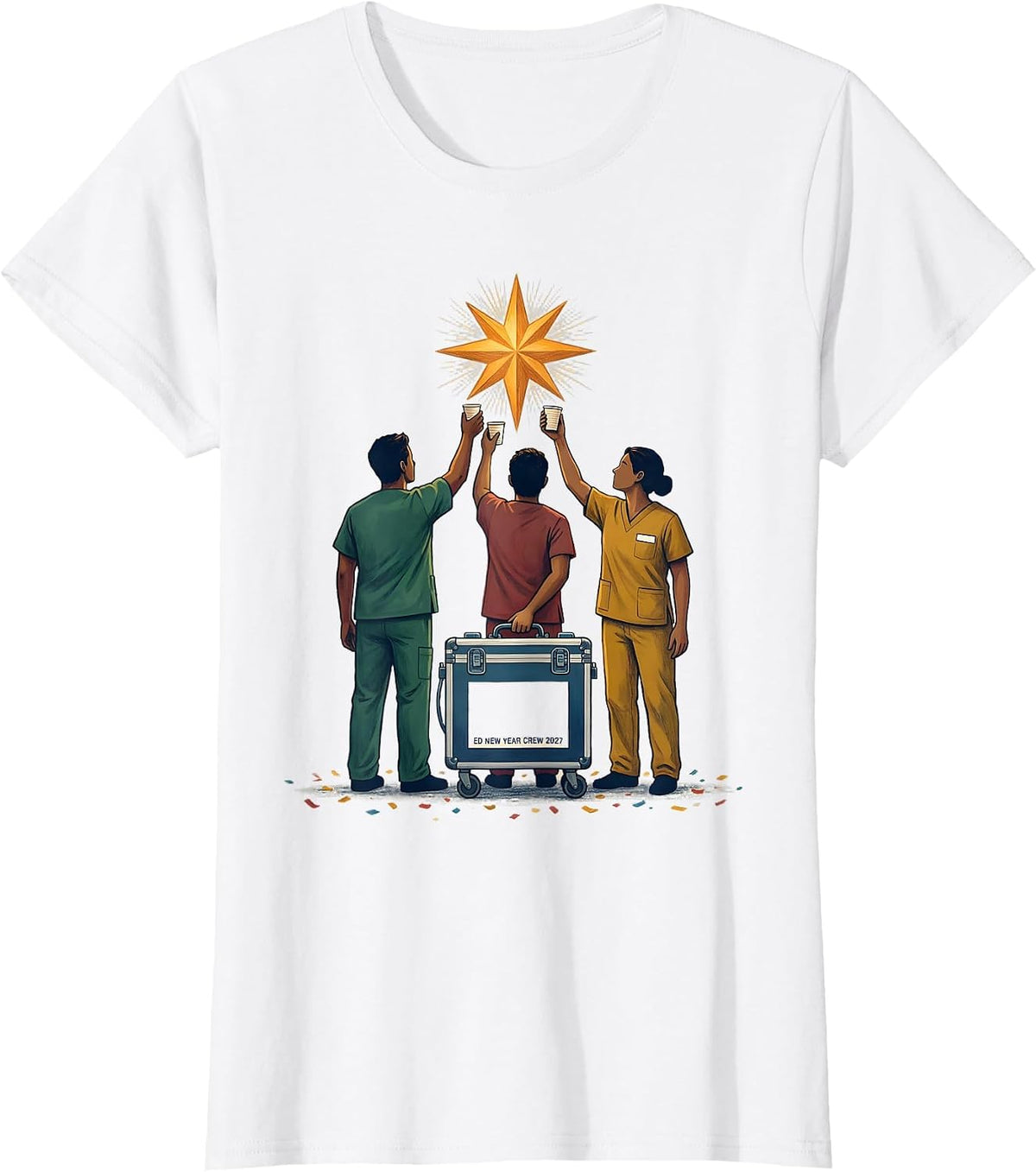 Women's ED New Year Crew 2027 Funny Nurse Crew New Years Eve Party T-Shirt - White