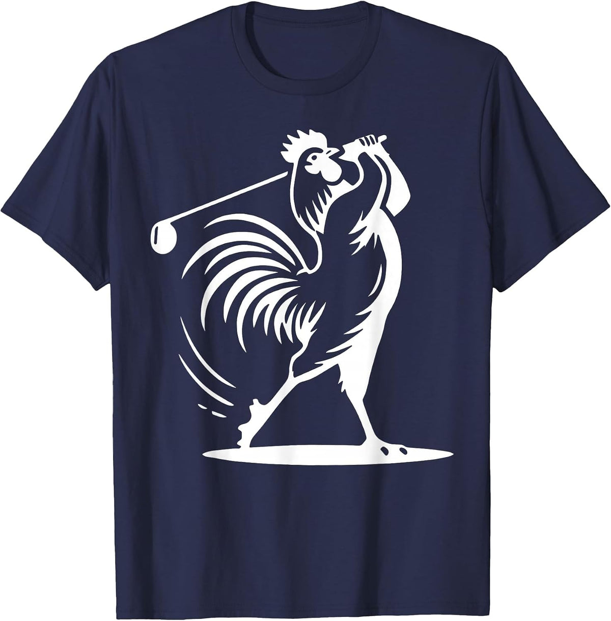 Vintage Rooster Playing Golf Golfer Golf Lover Game Day T-Shirt - Navy Blue