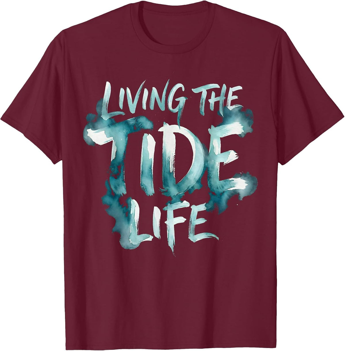 Living the Tide Life Sailor Nautical Design T-Shirt - Burgundy