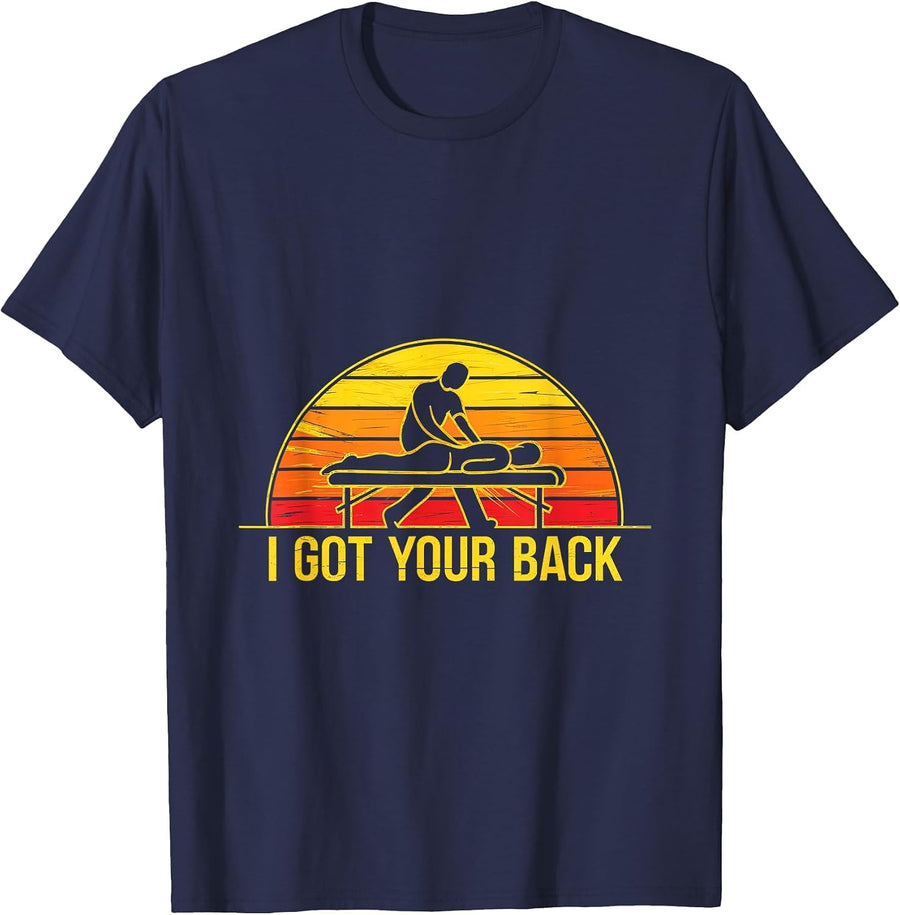 I Got Your Back Massage Therapist Massage Retro Therapy T-Shirt - Navy Blue