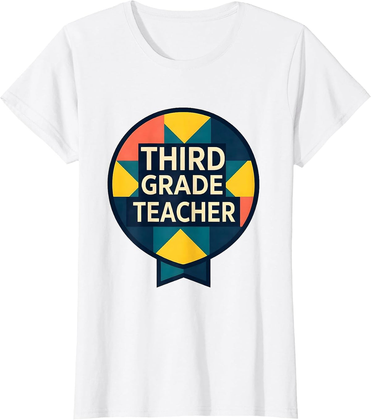 Third Grade Teacher Quilt Block Patchwork Back To School T-Shirt - White