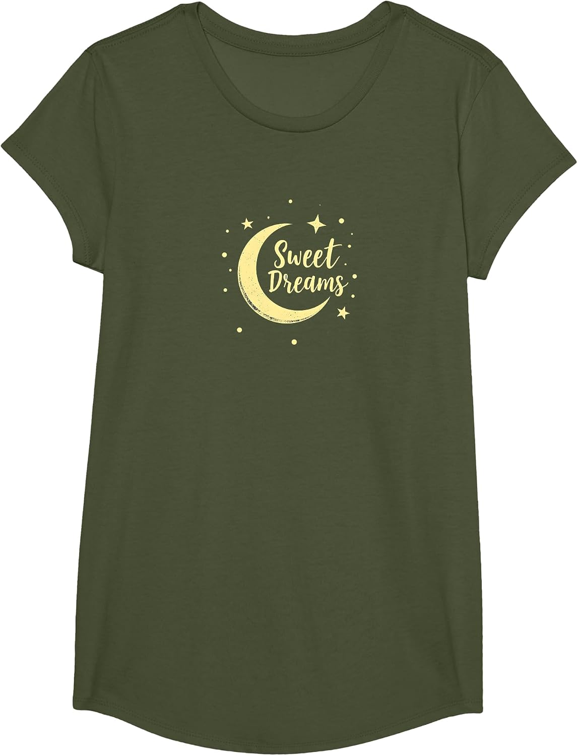 Sweet Dreams Moon Stars T-Shirt - Girls Olive Green