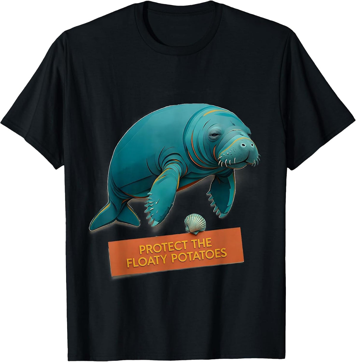 Men's Protect The Floaty Potatoes Funny Manatee Sea Animal Lover T-Shirt - Black