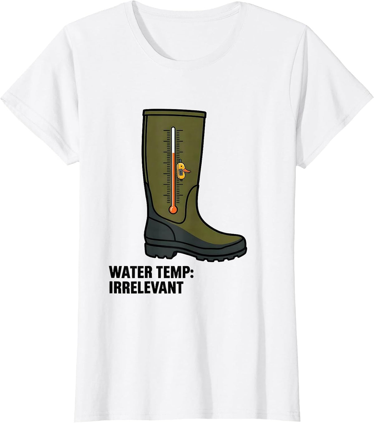 Water Temp: Irrelevant Editorial Conceptual Duck Hunting T-Shirt - White