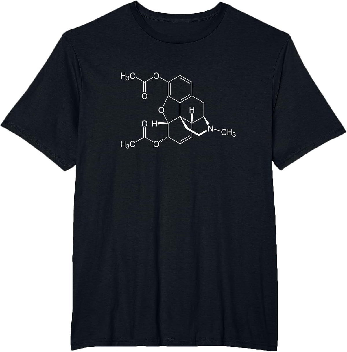 Heroin Molecule C21H23NO5 - Chemistry T-Shirt - Black