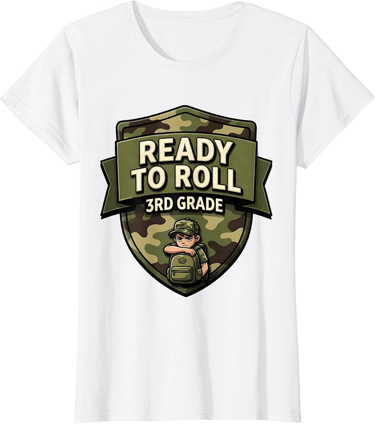 Ready To Roll 3rd Grade Camo Back To School Boy Teacher T-Shirt - White
