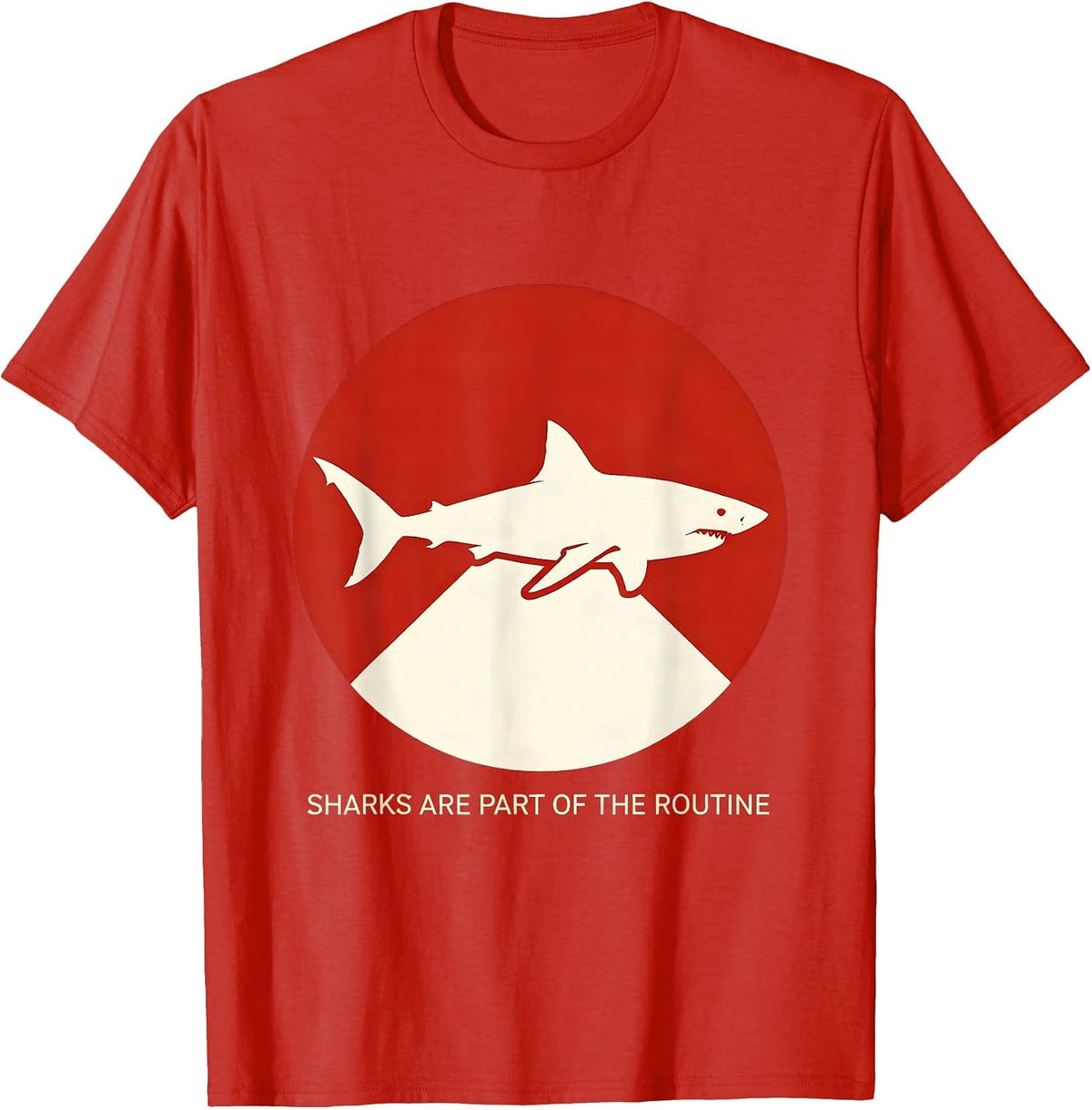 Men's Sharks Are Part Of The Routine Funny Scuba Diver Ocean Humor T-Shirt - Red