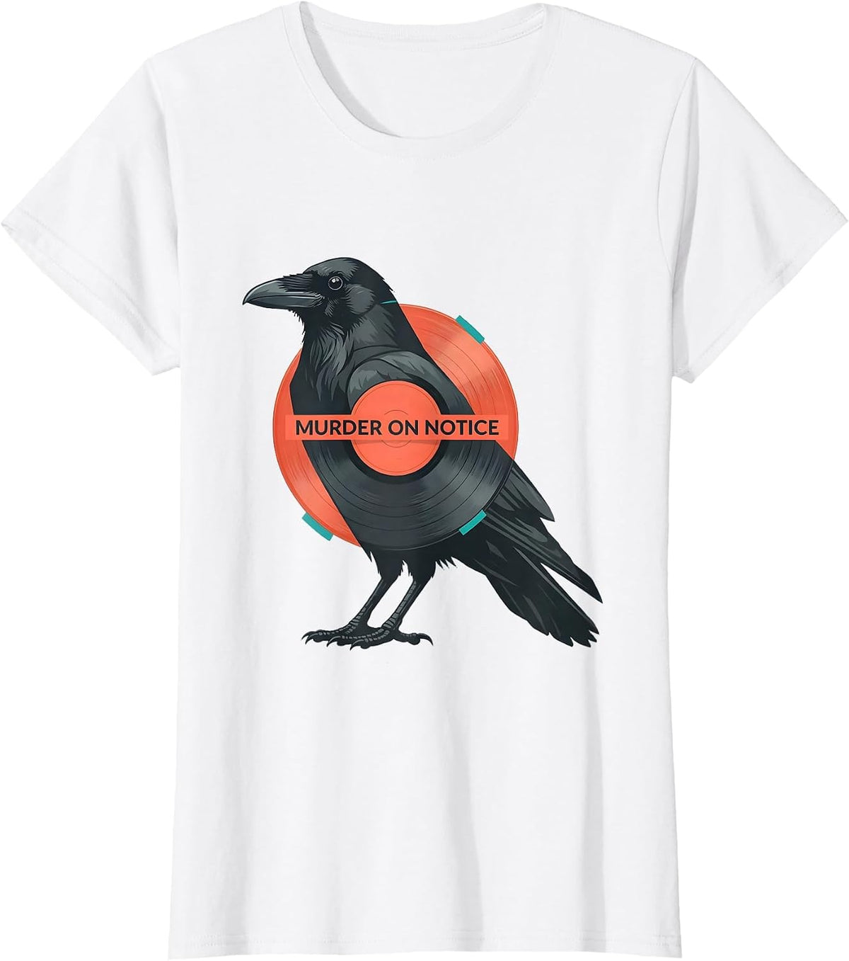 Murder On Notice Crow Raven Dark Humor Gothic Bird Lover T-Shirt - White