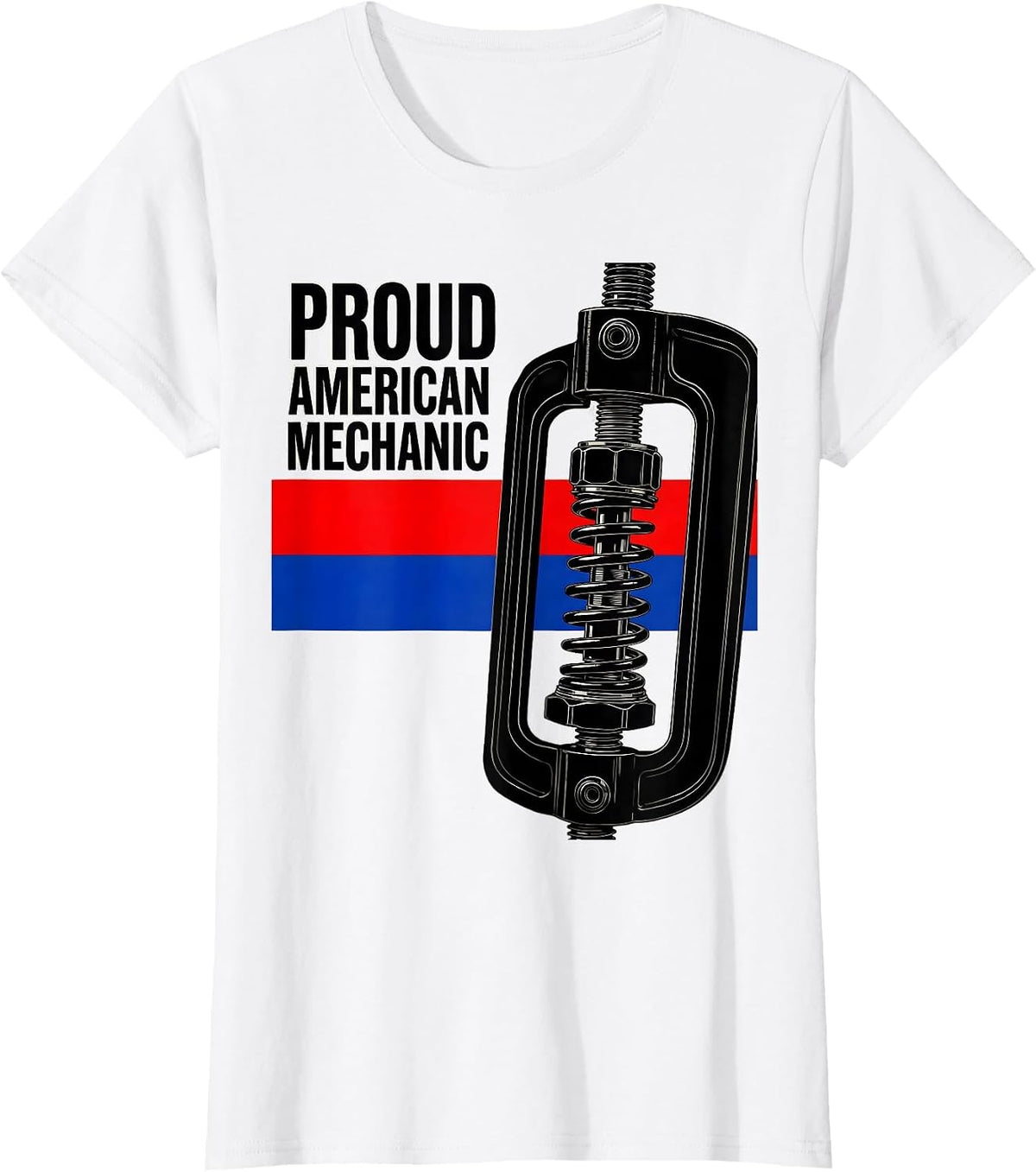 Proud American Mechanic Patriotic Trade Worker Blue Collar T-Shirt - White