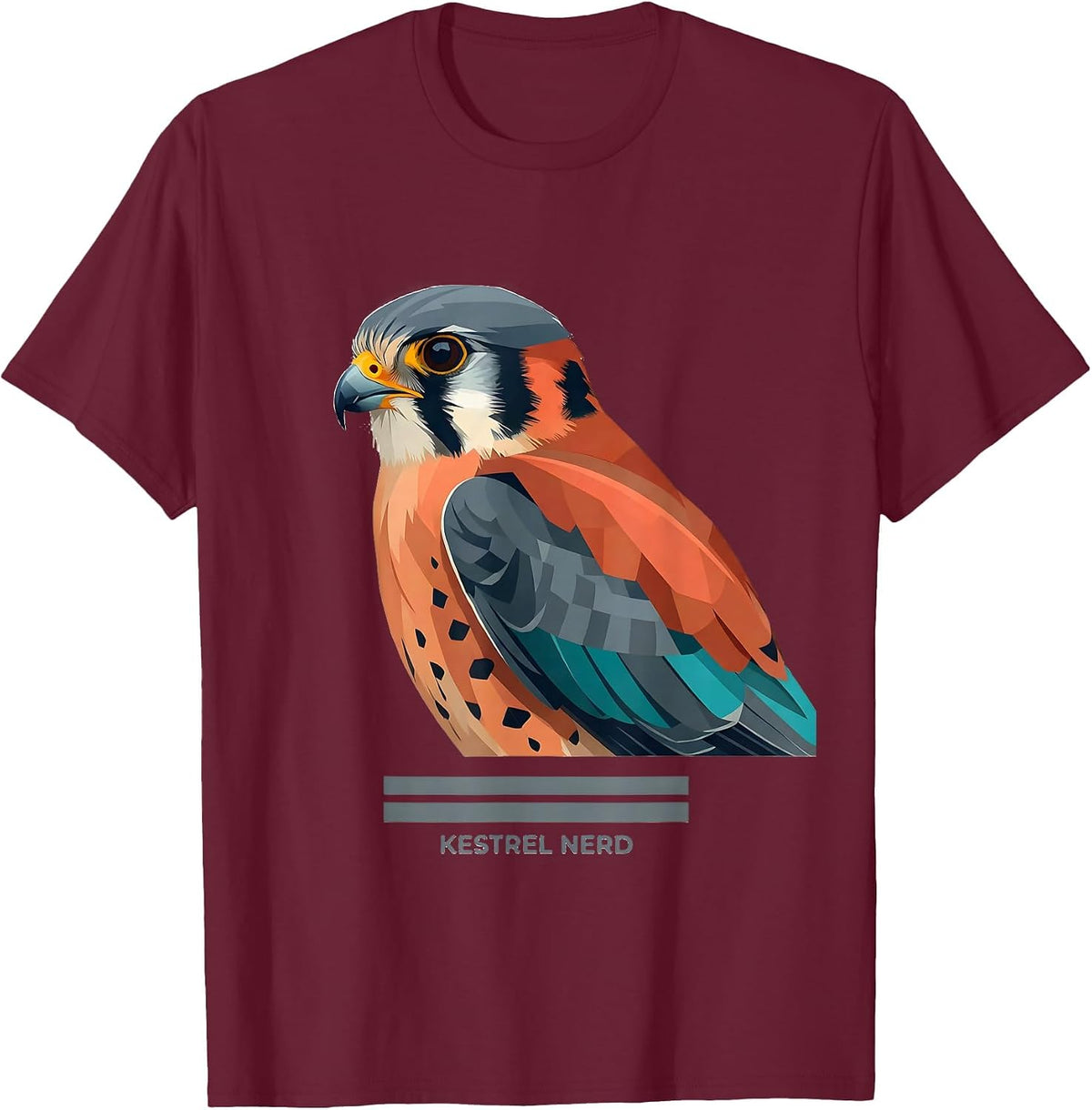 Men's Kestrel Nerd Funny Bird Watching Birding Bird Lover T-Shirt - Burgundy