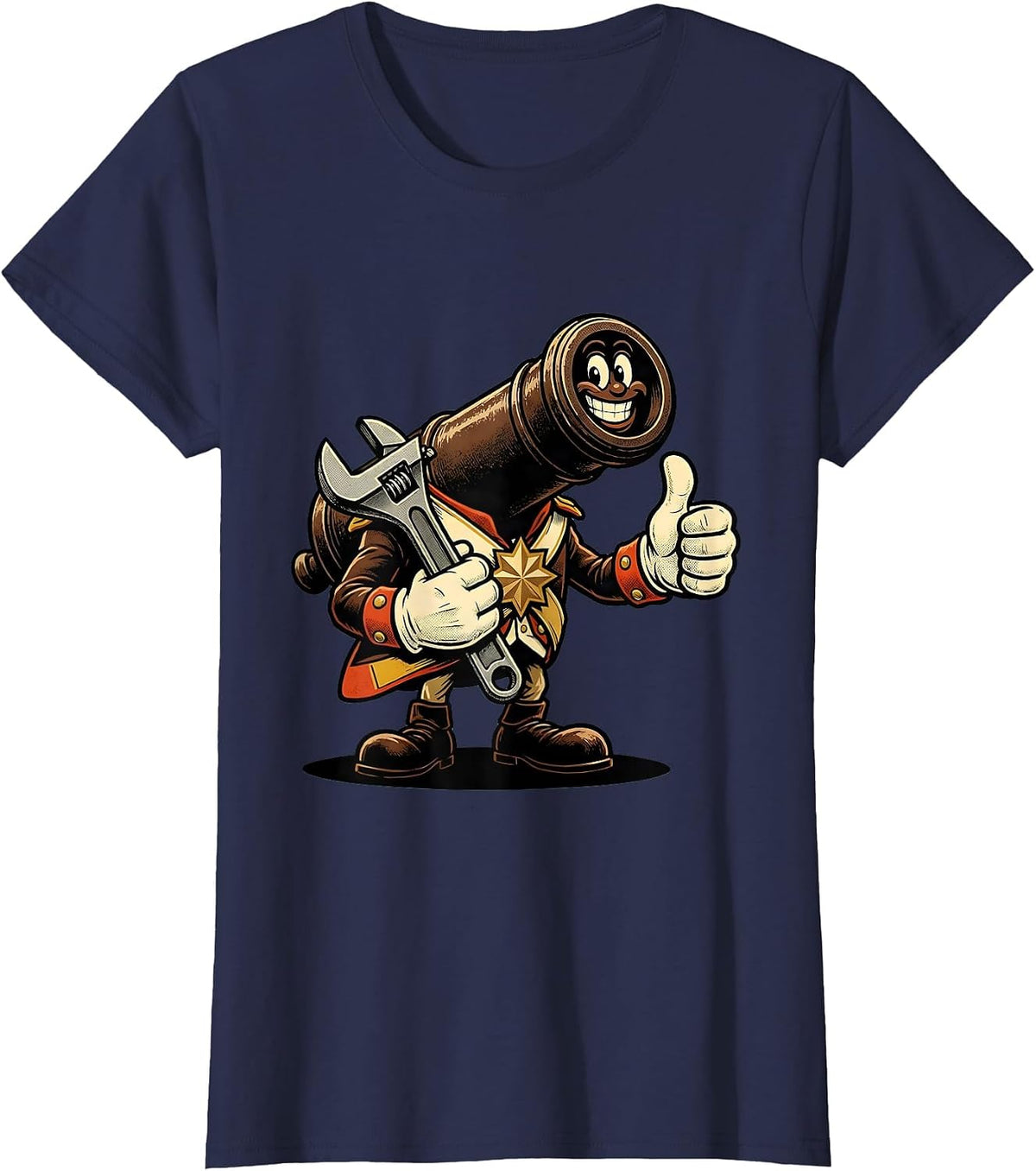 Women's Valley Forge Automotive Wrench and Cannon Graphic T-Shirt - Navy Blue