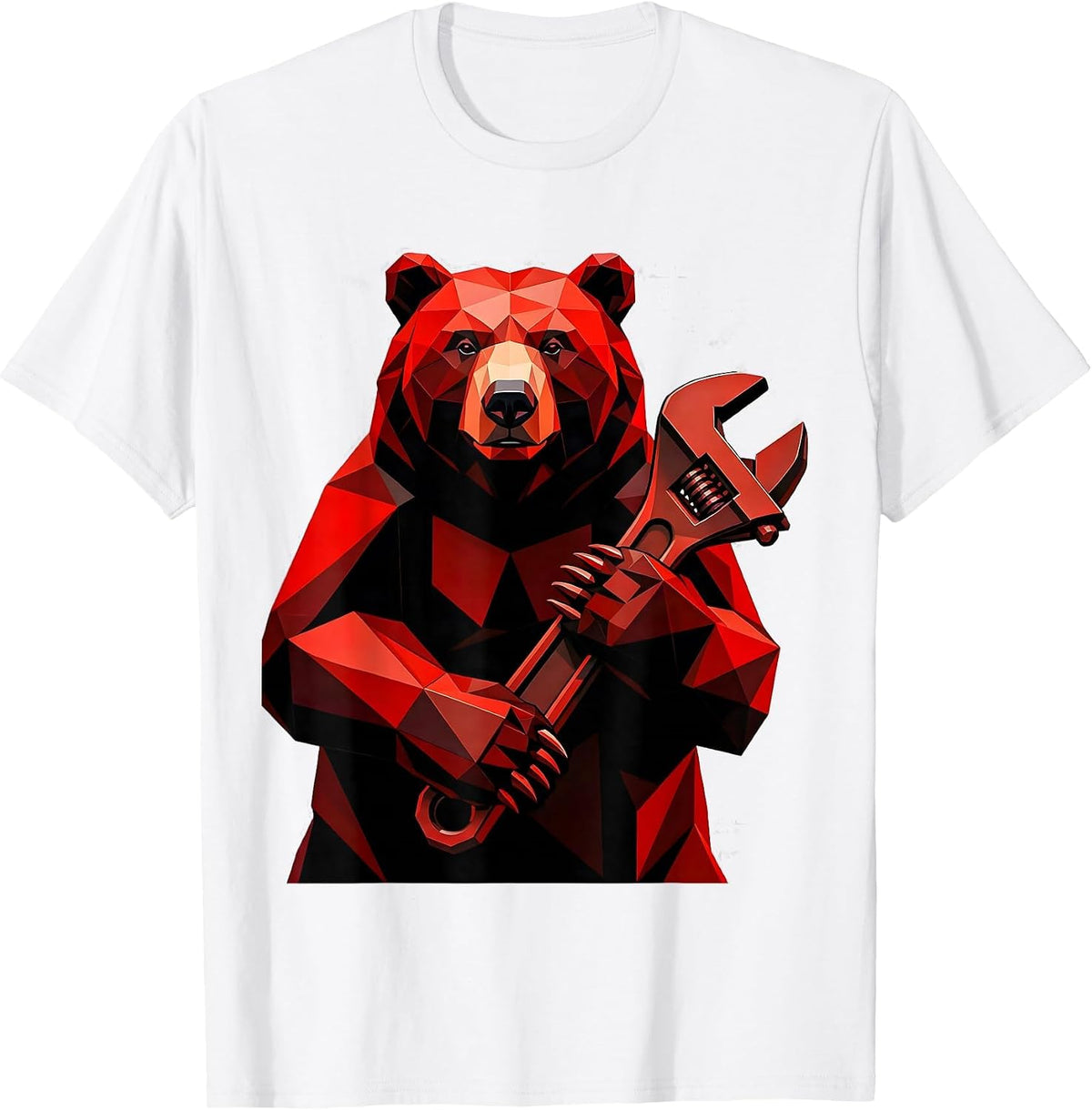 Men's Bear With Giant Socket Wrench Graphic T-Shirt - White